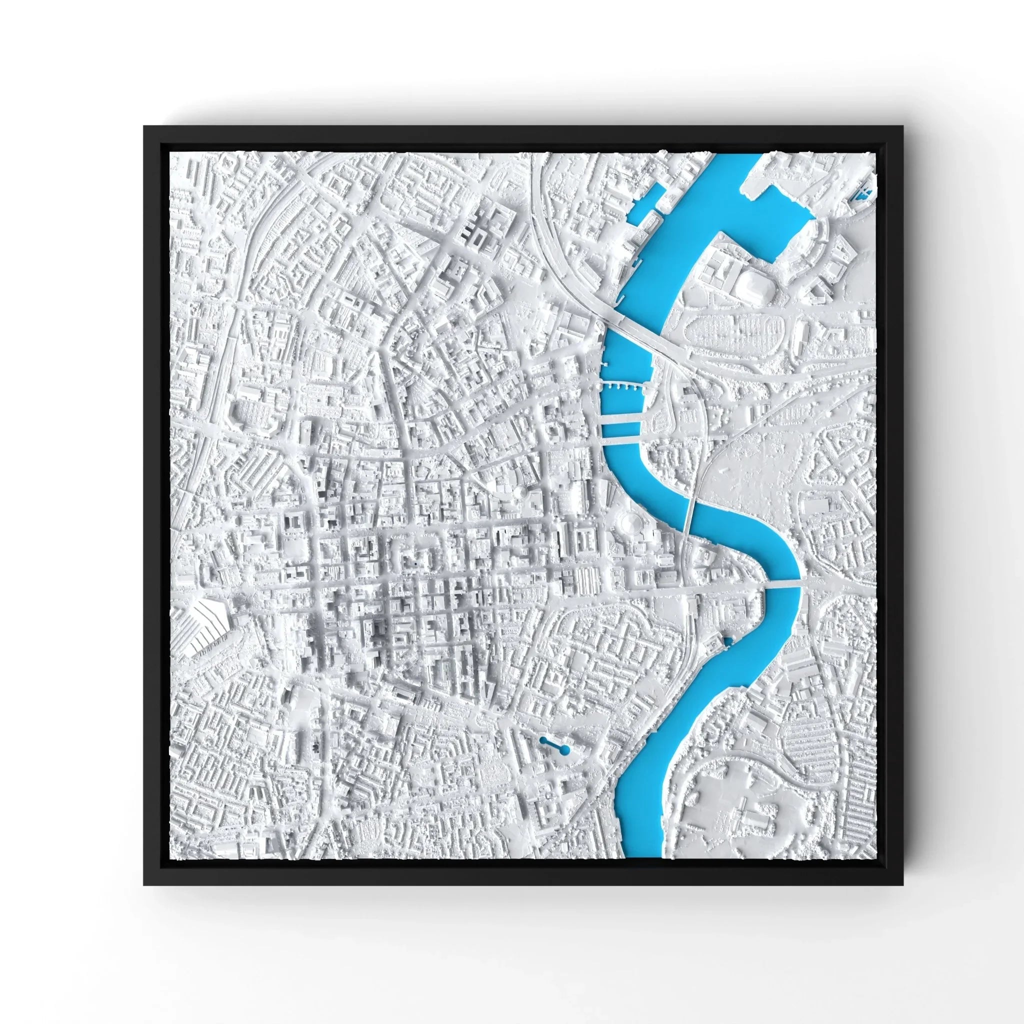 3D gedrucktes Stadtmodell Belfast eingerahmt für deine Wand - CraftedCity