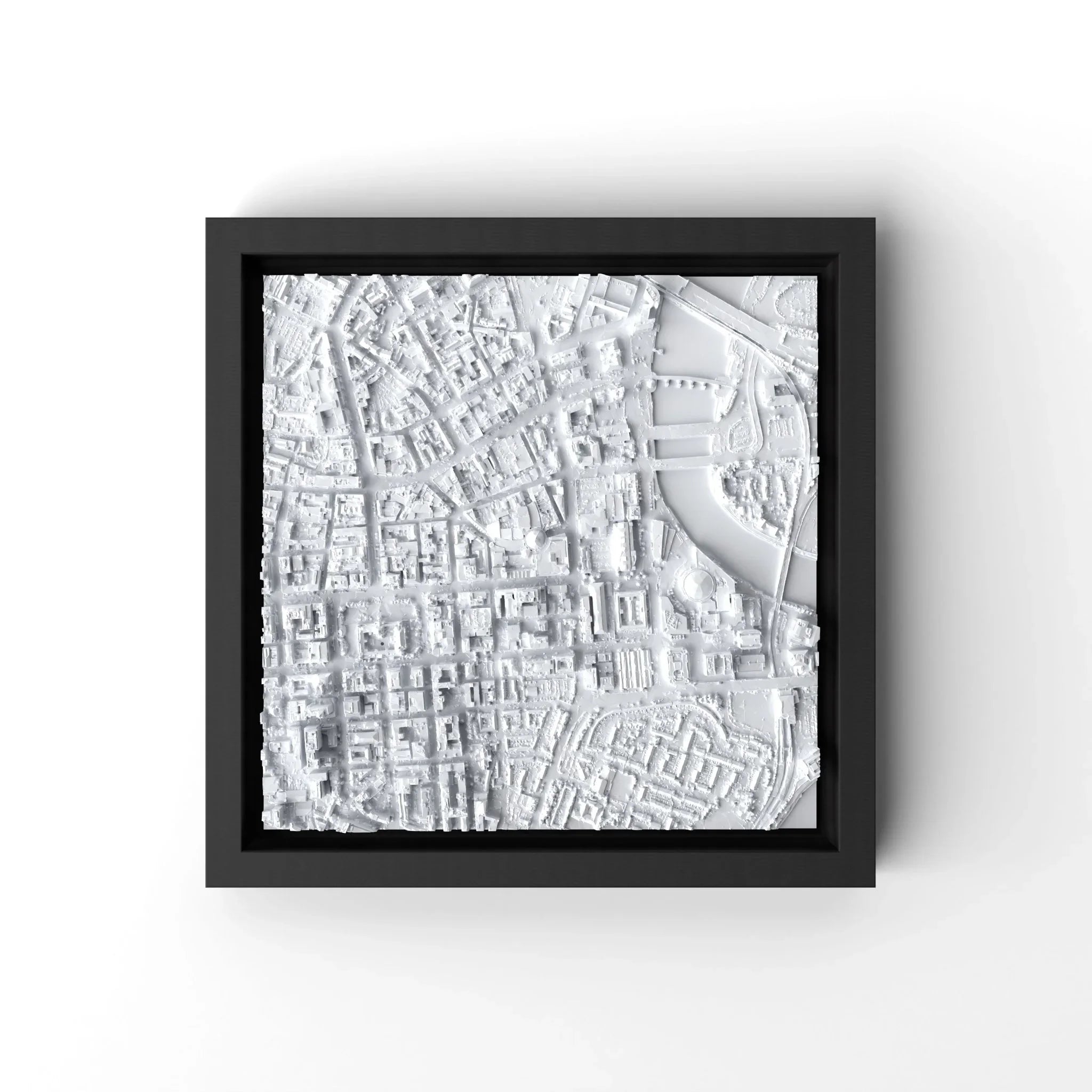 3D gedrucktes Stadtmodell Belfast eingerahmt für deine Wand - CraftedCity