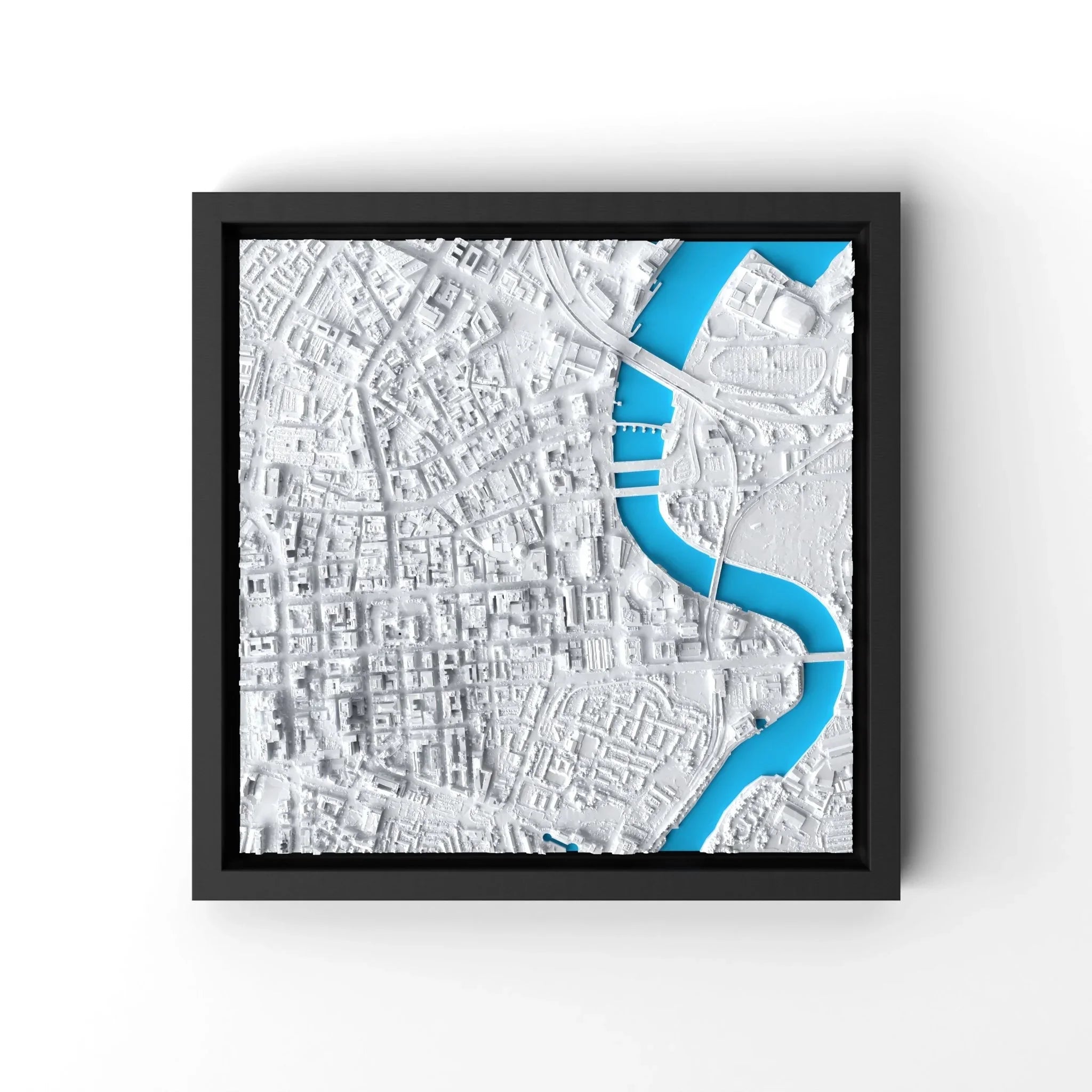 3D gedrucktes Stadtmodell Belfast eingerahmt für deine Wand - CraftedCity