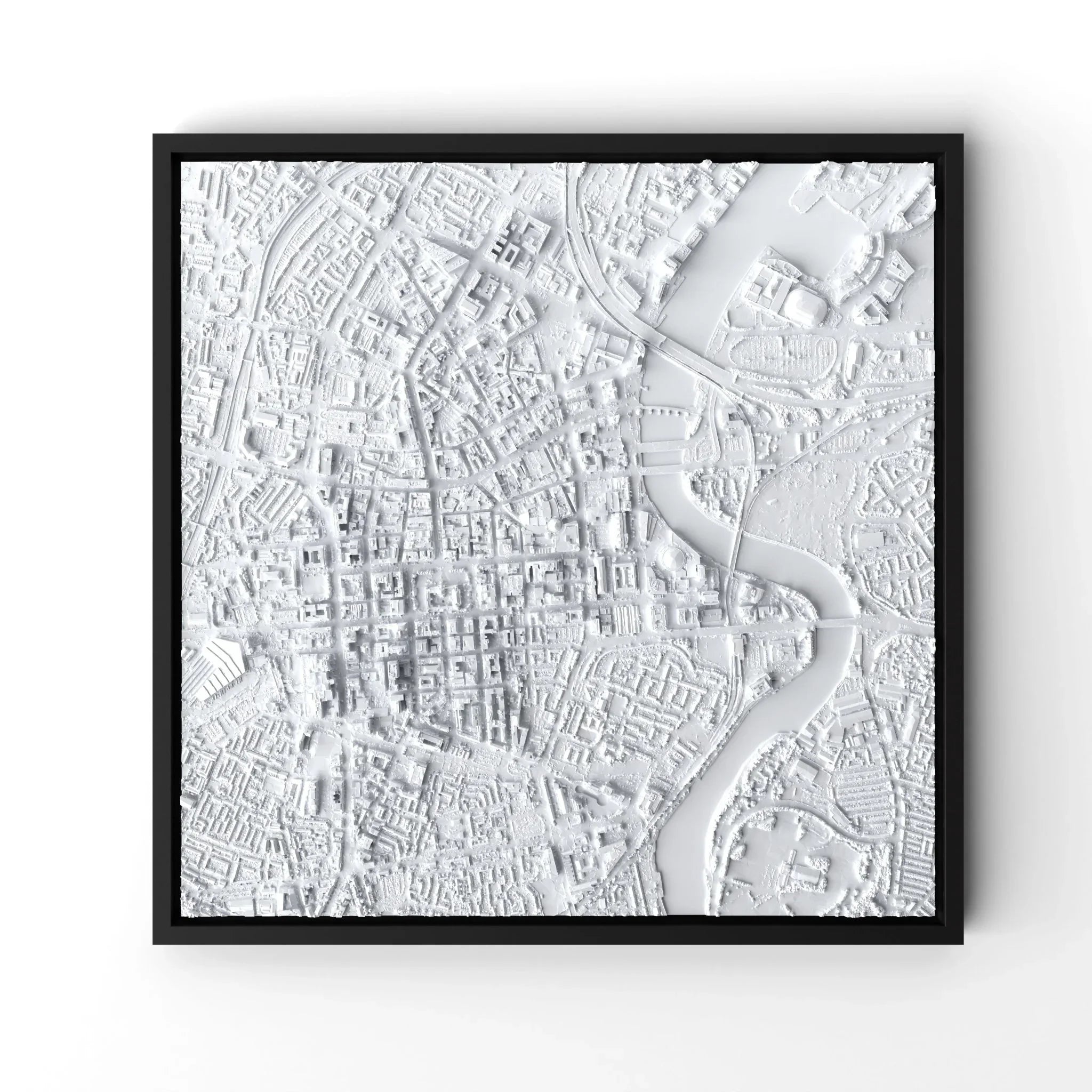 3D gedrucktes Stadtmodell Belfast eingerahmt für deine Wand - CraftedCity