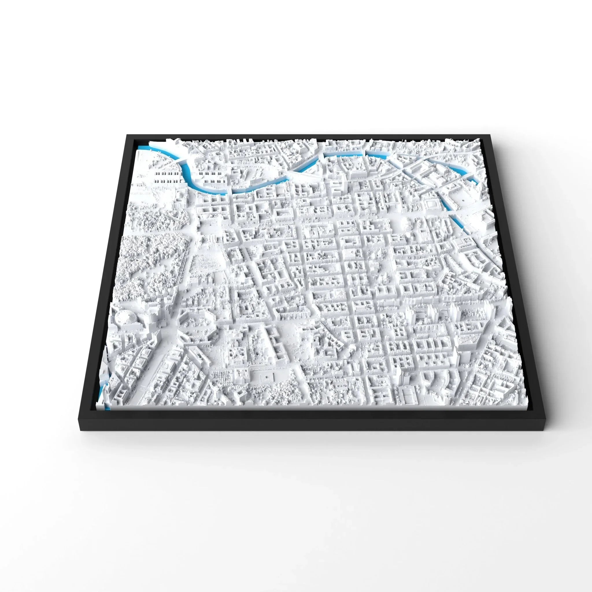 3D gedrucktes Stadtmodell Berlin eingerahmt für deine Wand - CraftedCity