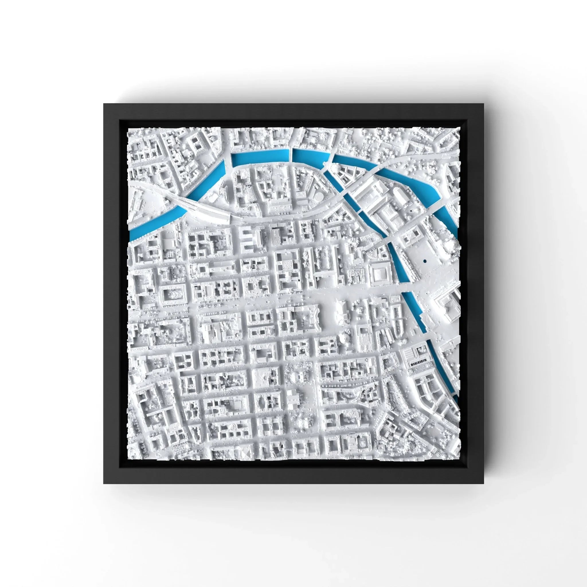 3D gedrucktes Stadtmodell Berlin eingerahmt für deine Wand - CraftedCity