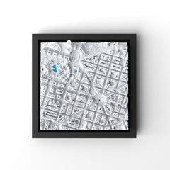 3D gedrucktes Stadtmodell Bilbao eingerahmt für deine Wand - CraftedCity