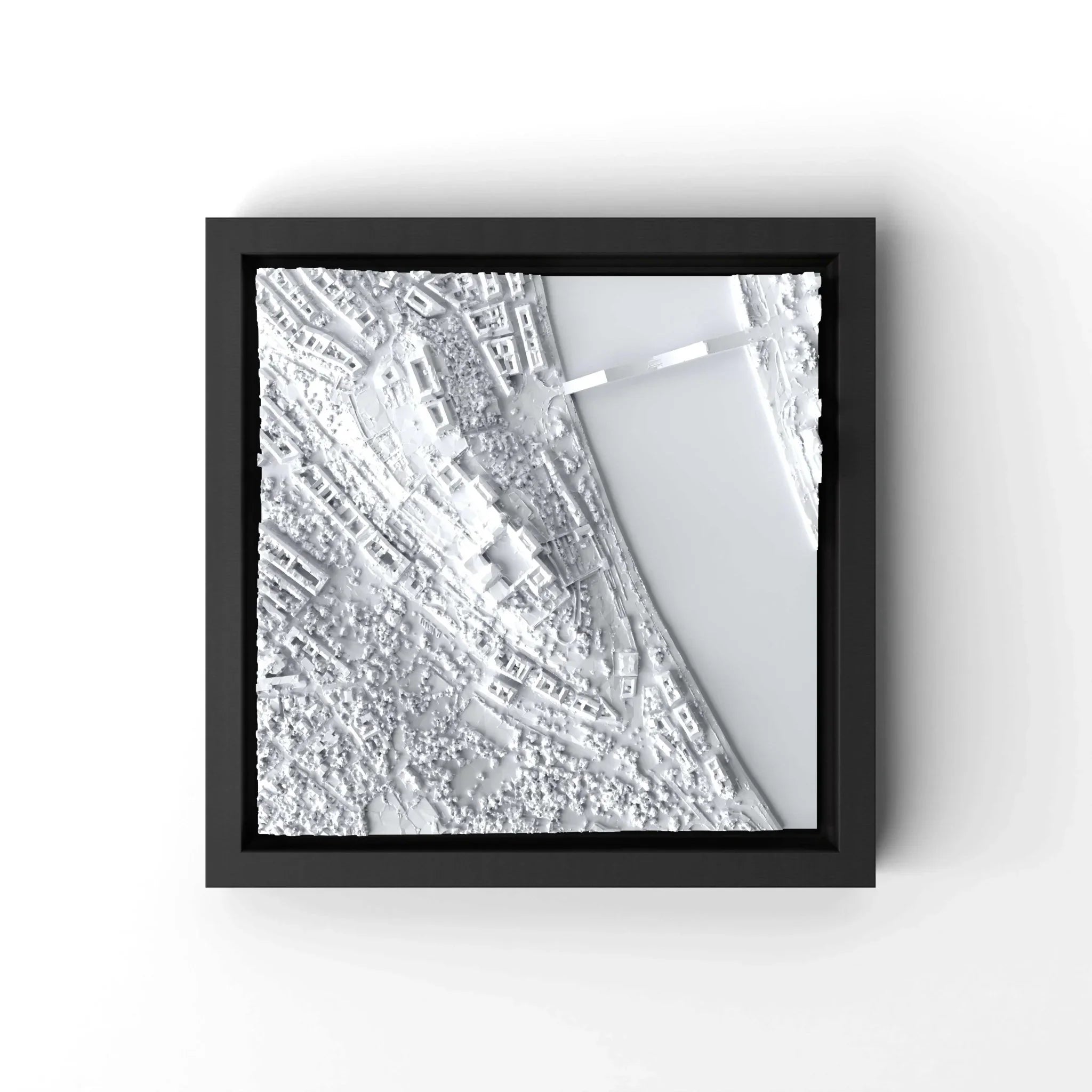 3D gedrucktes Stadtmodell Budapest eingerahmt für deine Wand - CraftedCity