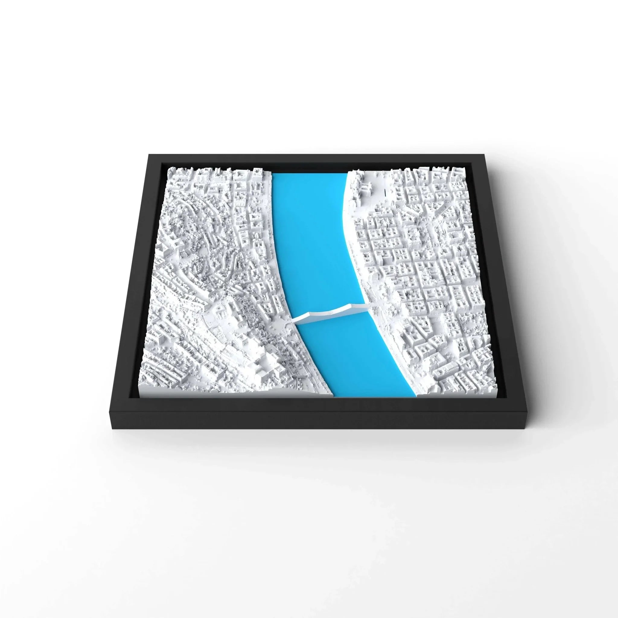 3D gedrucktes Stadtmodell Budapest eingerahmt für deine Wand - CraftedCity