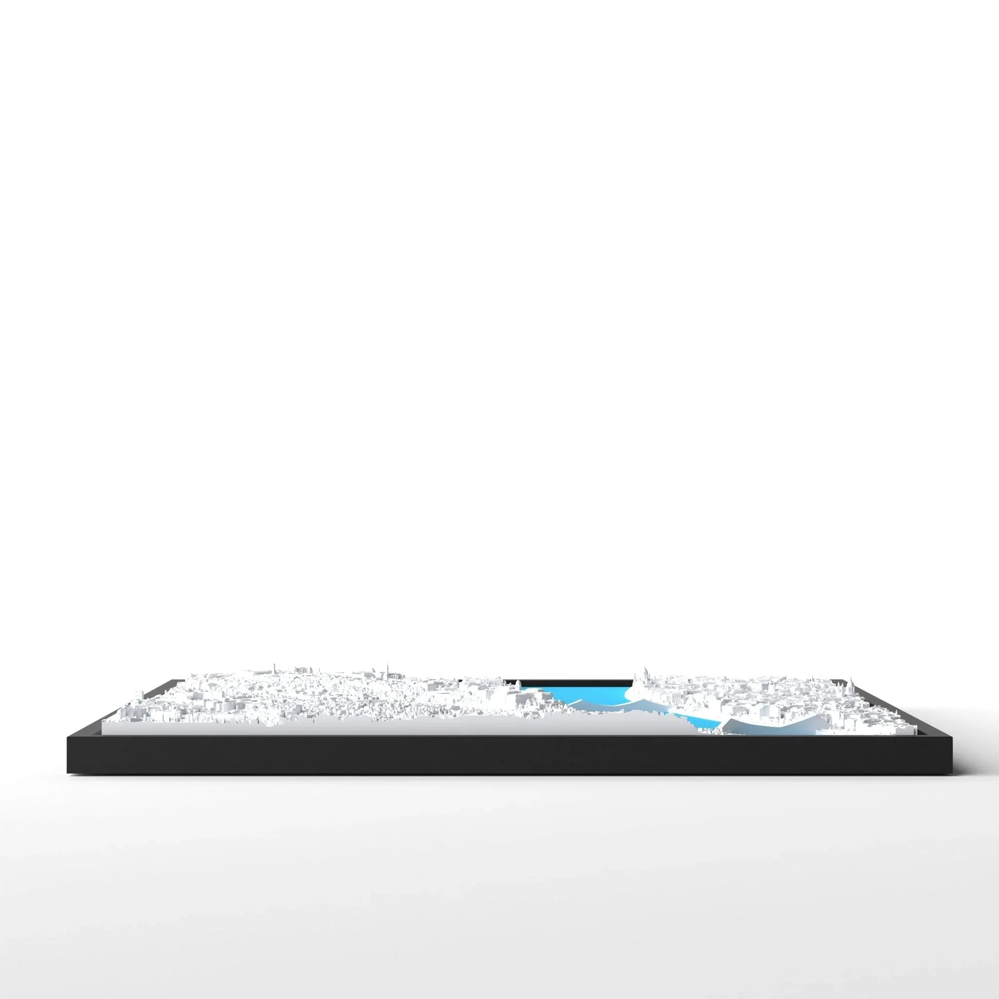 3D gedrucktes Stadtmodell Budapest eingerahmt für deine Wand - CraftedCity