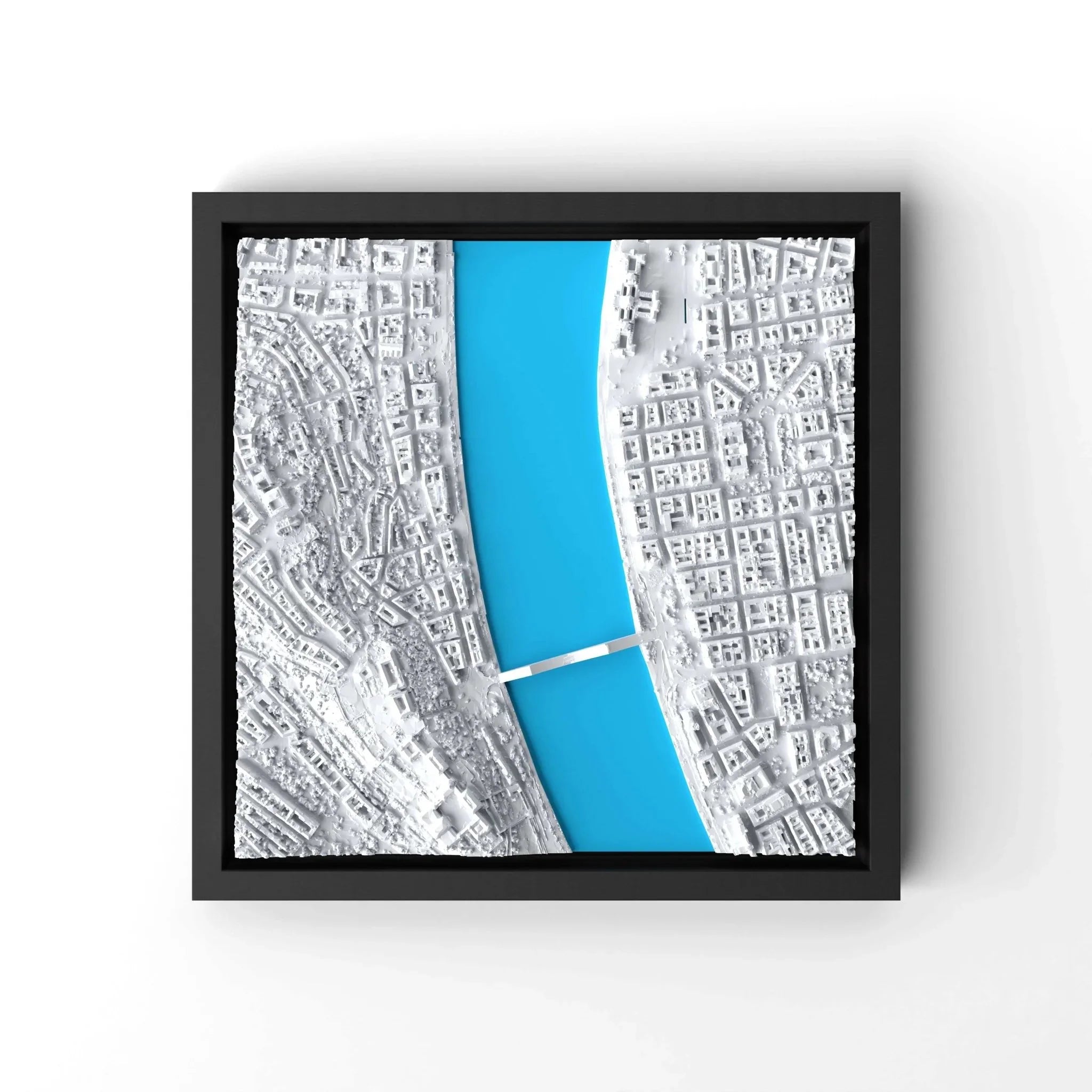 3D gedrucktes Stadtmodell Budapest eingerahmt für deine Wand - CraftedCity