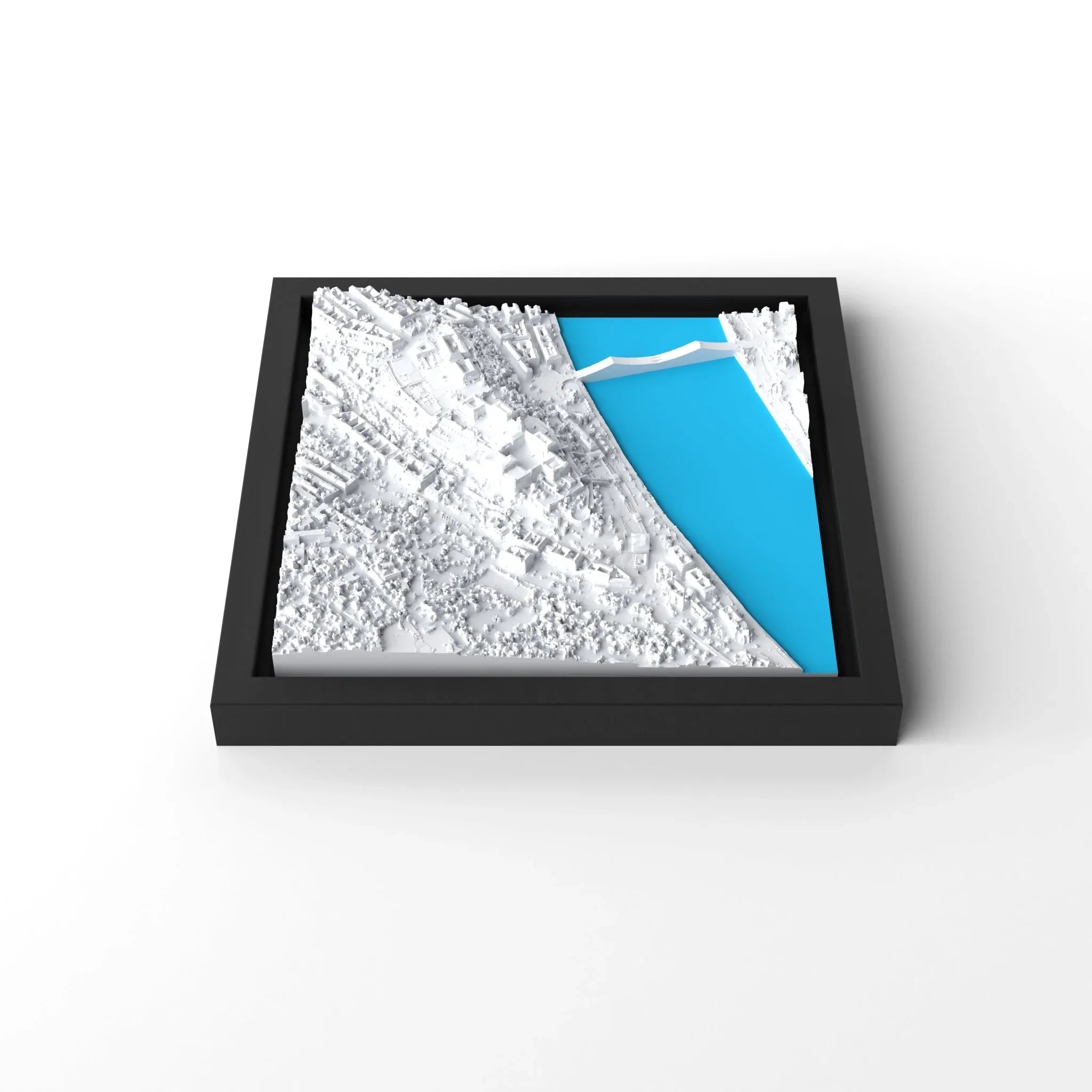 3D gedrucktes Stadtmodell Budapest eingerahmt für deine Wand - CraftedCity