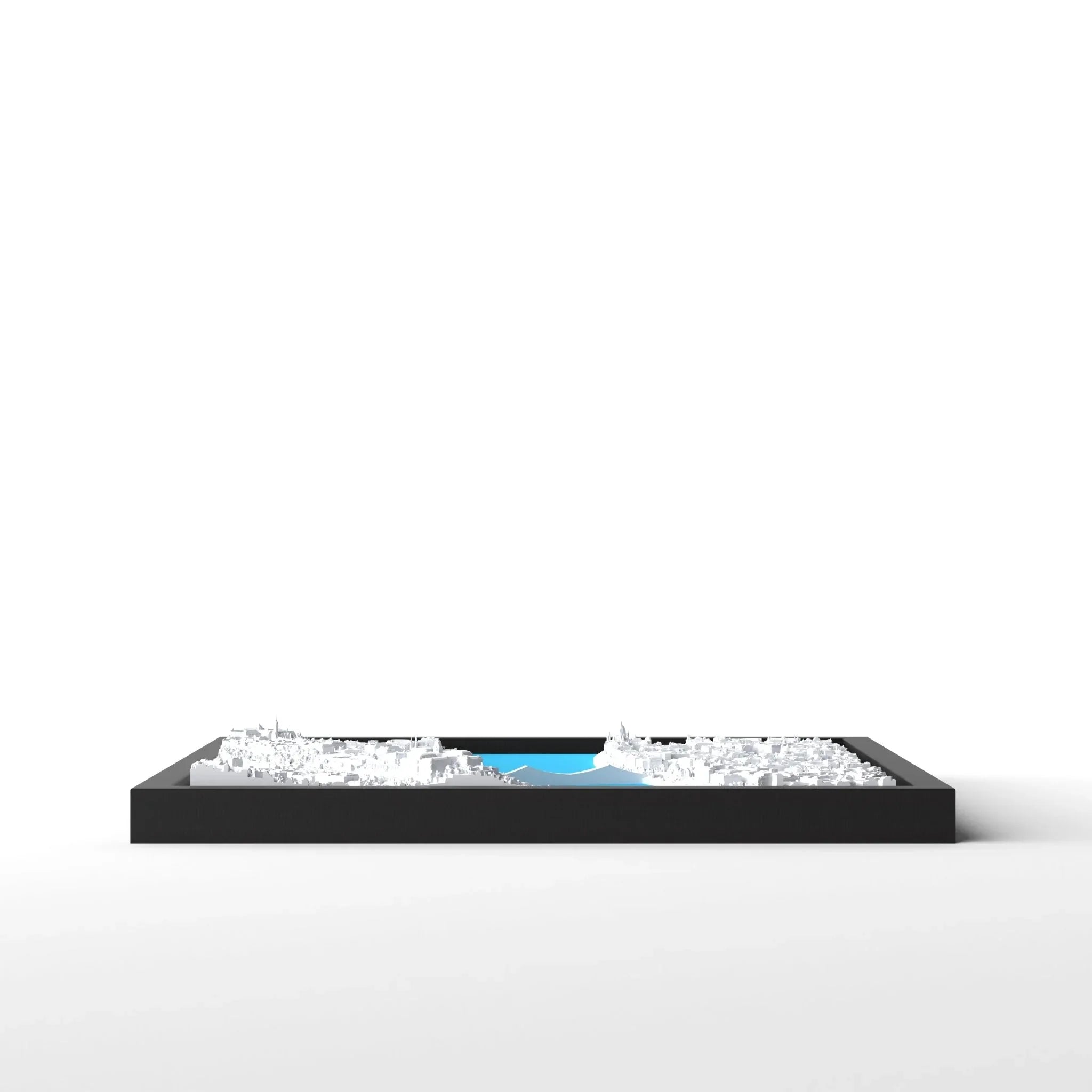 3D gedrucktes Stadtmodell Budapest eingerahmt für deine Wand - CraftedCity