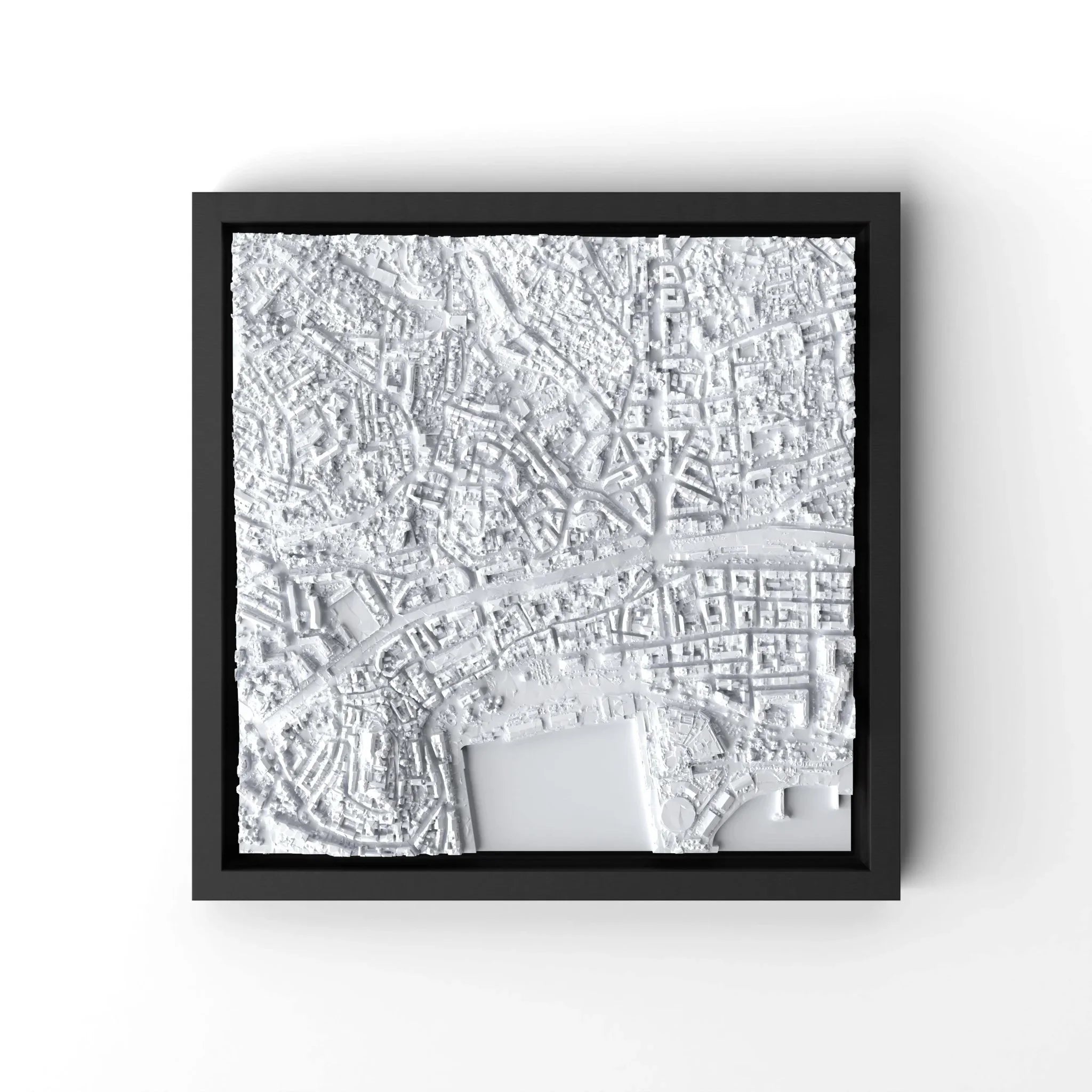 3D gedrucktes Stadtmodell Cannes eingerahmt für deine Wand - CraftedCity