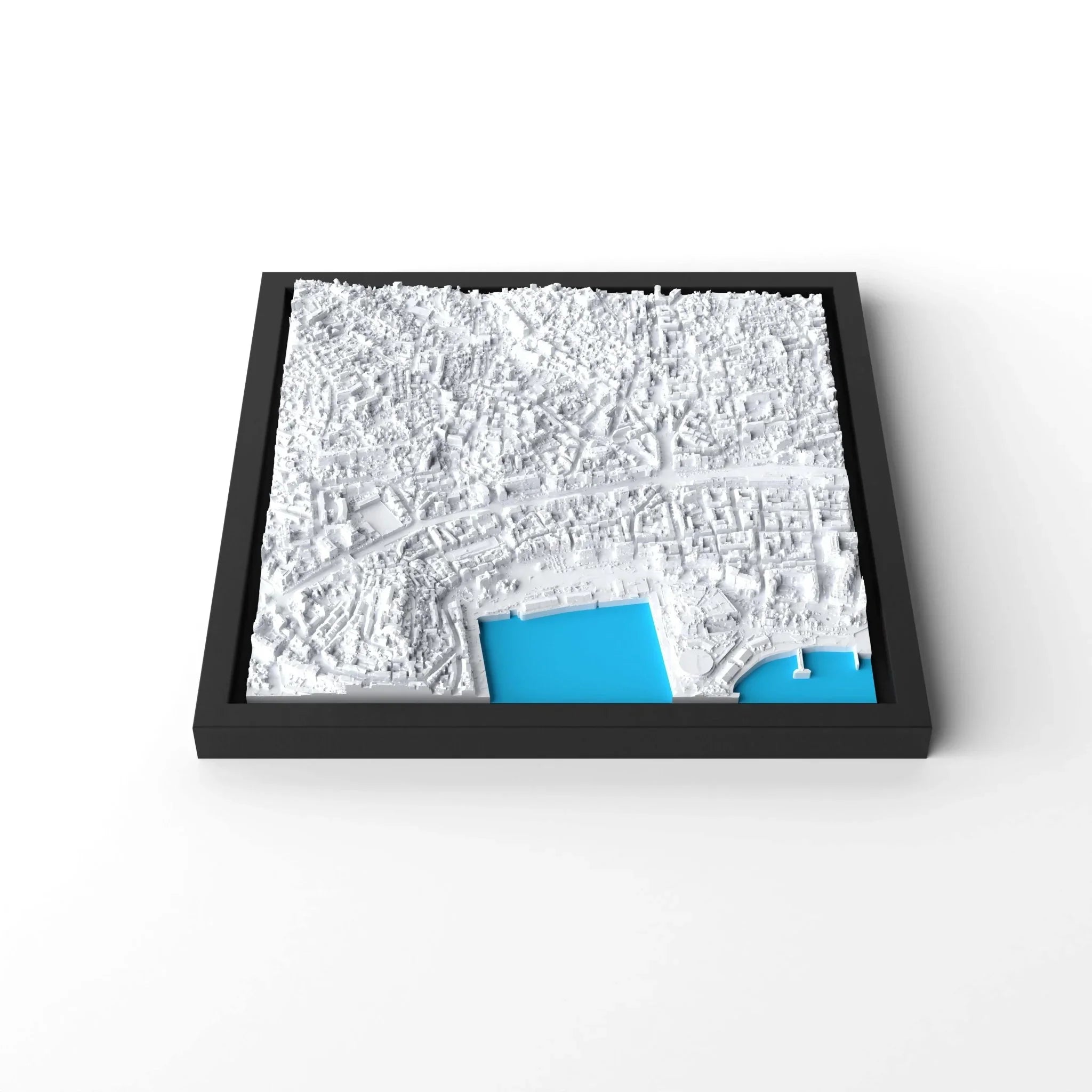 3D gedrucktes Stadtmodell Cannes eingerahmt für deine Wand - CraftedCity