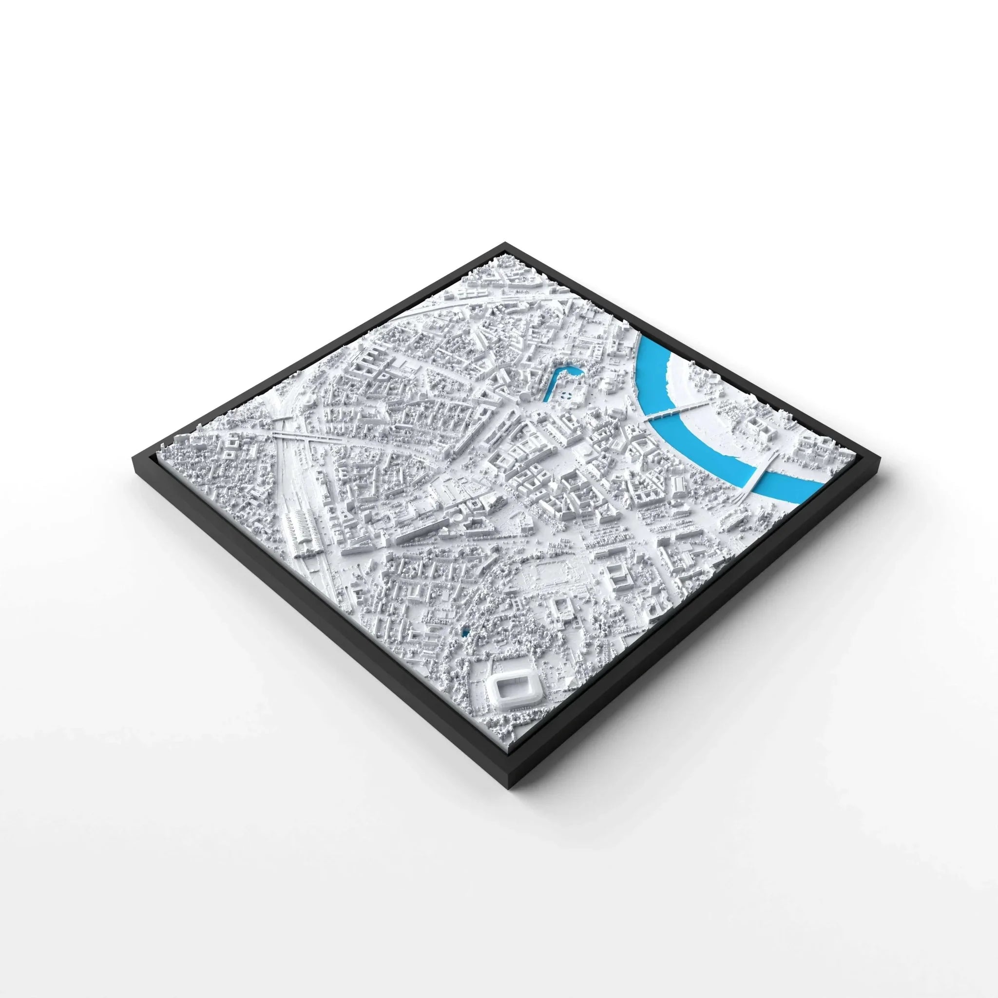 3D gedrucktes Stadtmodell Dresden eingerahmt für deine Wand - CraftedCity