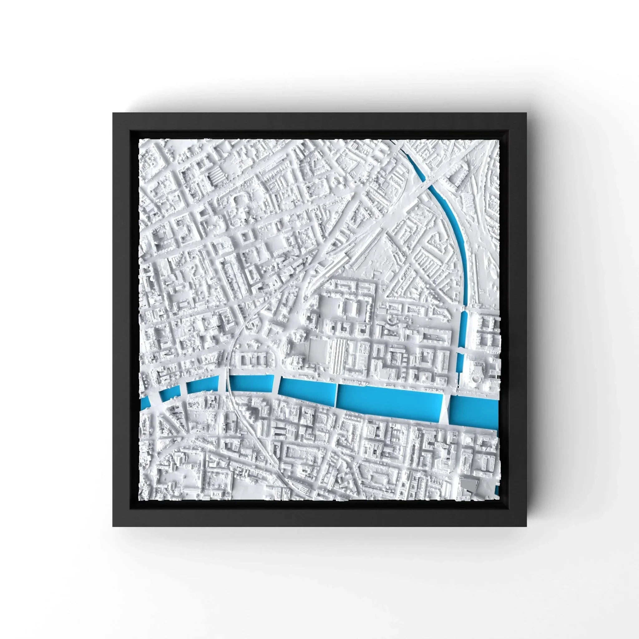 3D gedrucktes Stadtmodell Dublin eingerahmt für deine Wand - CraftedCity