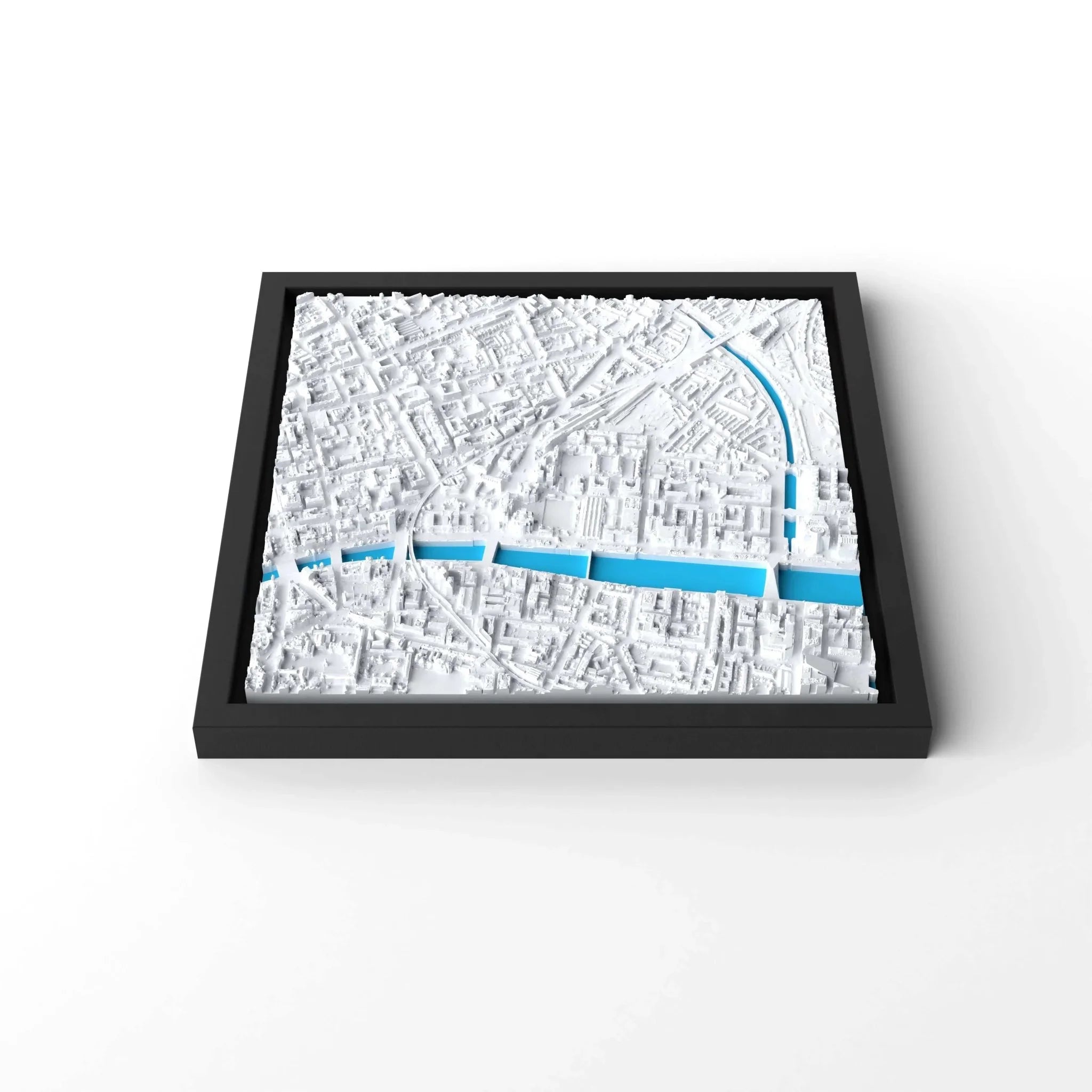 3D gedrucktes Stadtmodell Dublin eingerahmt für deine Wand - CraftedCity