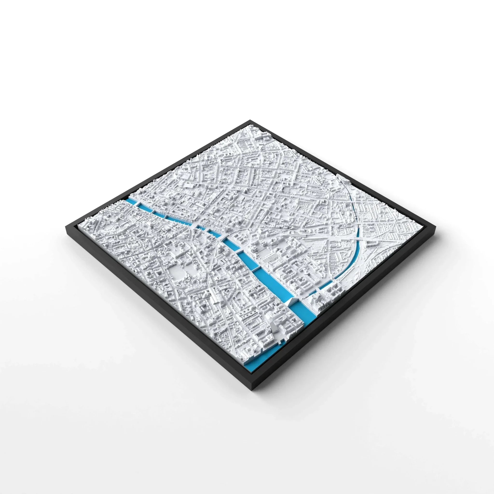 3D gedrucktes Stadtmodell Dublin eingerahmt für deine Wand - CraftedCity