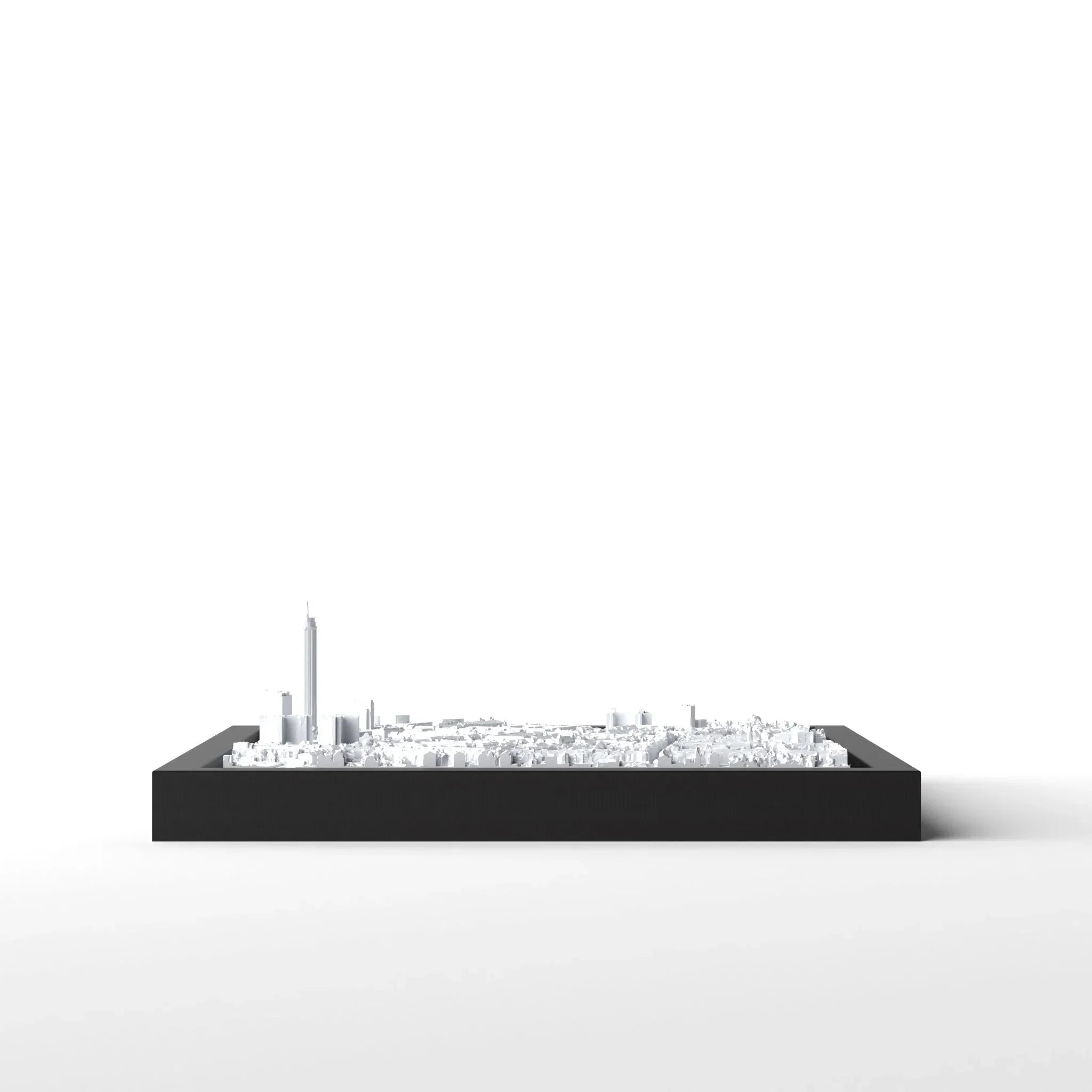 3D gedrucktes Stadtmodell Düsseldorf eingerahmt für deine Wand - CraftedCity