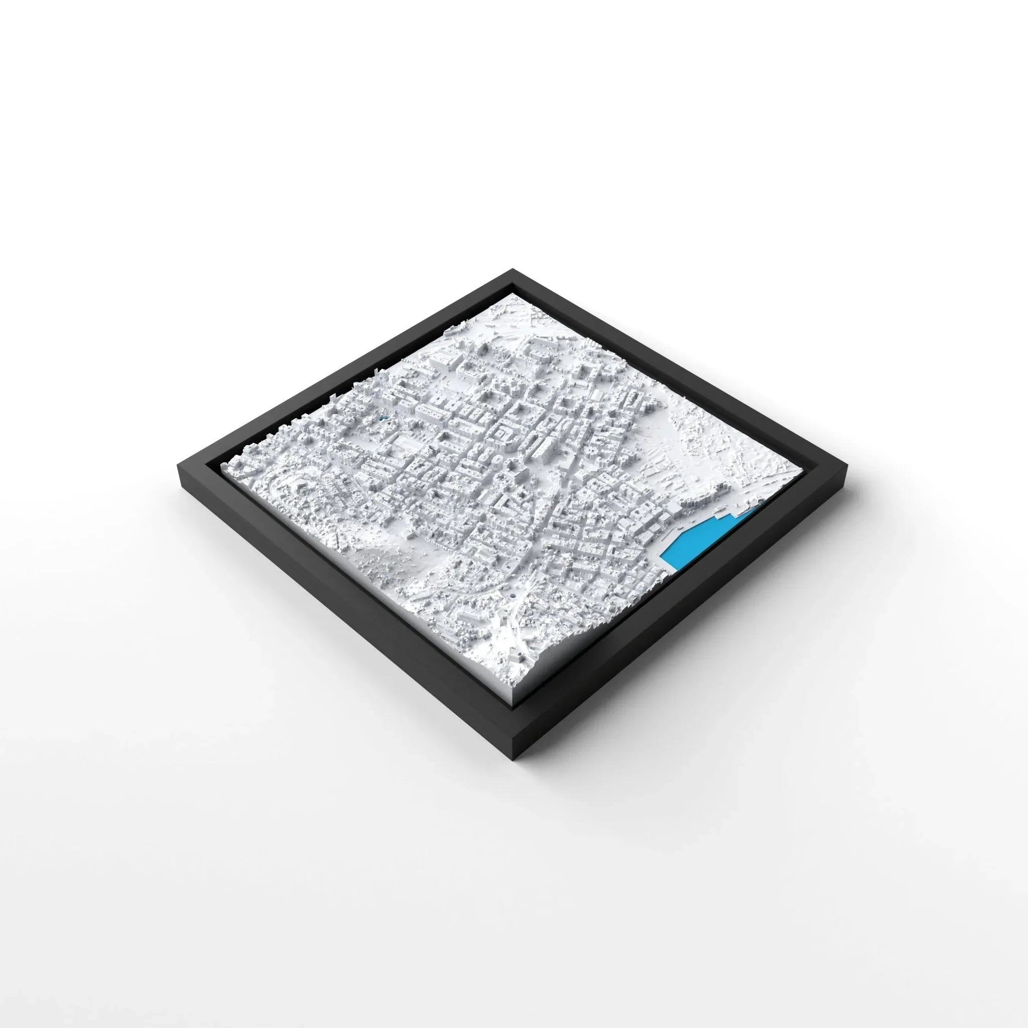 3D gedrucktes Stadtmodell Eivissa (Ibiza - Stadt) eingerahmt für deine Wand - CraftedCity