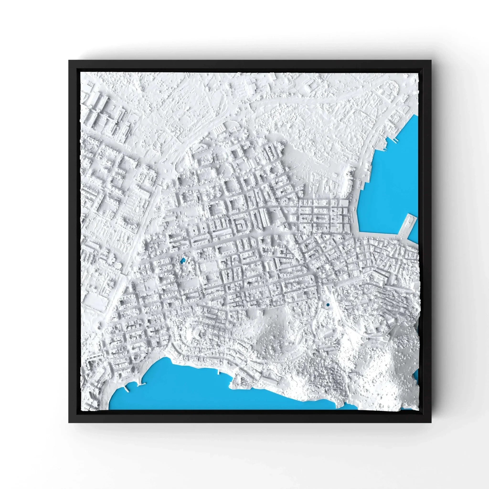 3D gedrucktes Stadtmodell Eivissa (Ibiza - Stadt) eingerahmt für deine Wand - CraftedCity