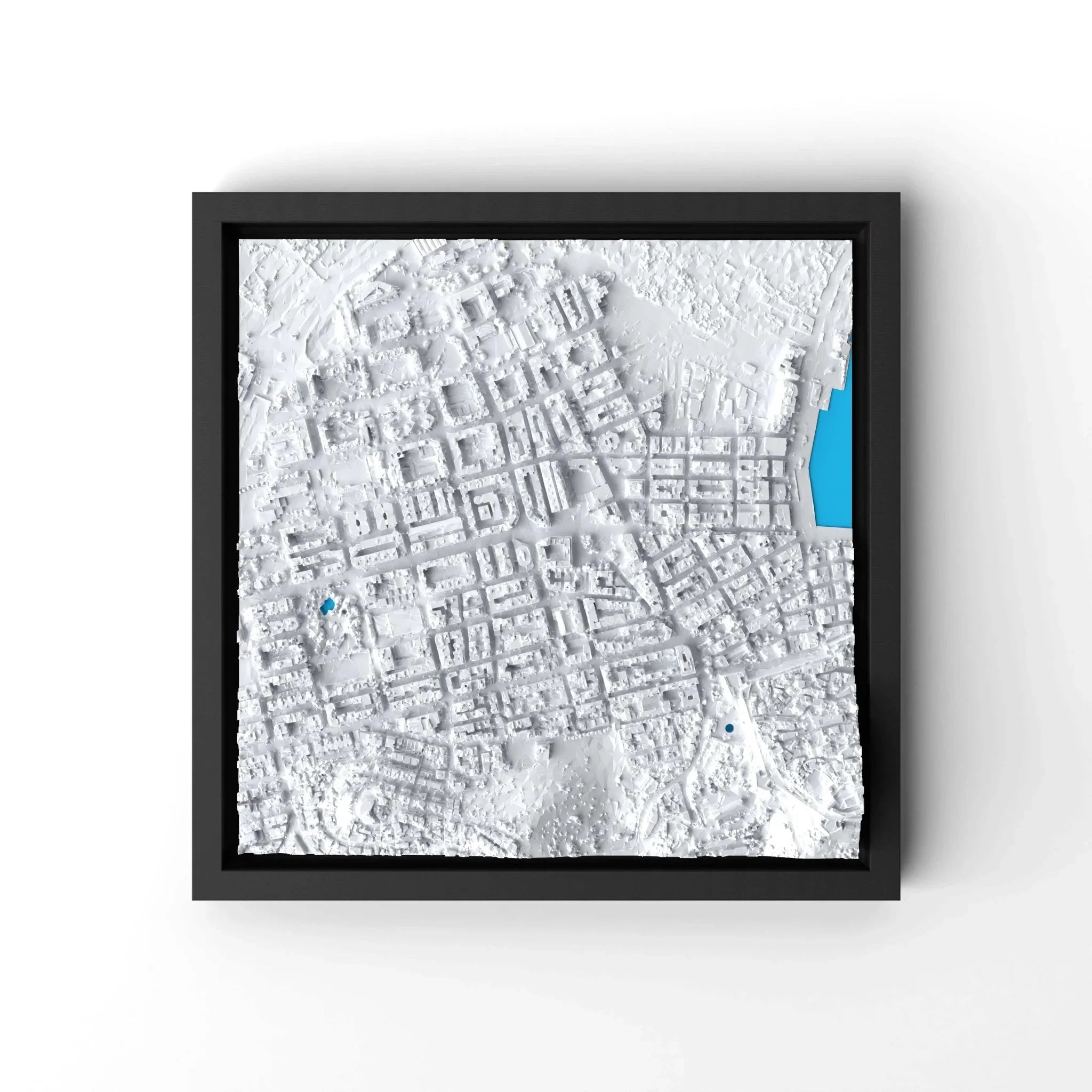 3D gedrucktes Stadtmodell Eivissa (Ibiza - Stadt) eingerahmt für deine Wand - CraftedCity