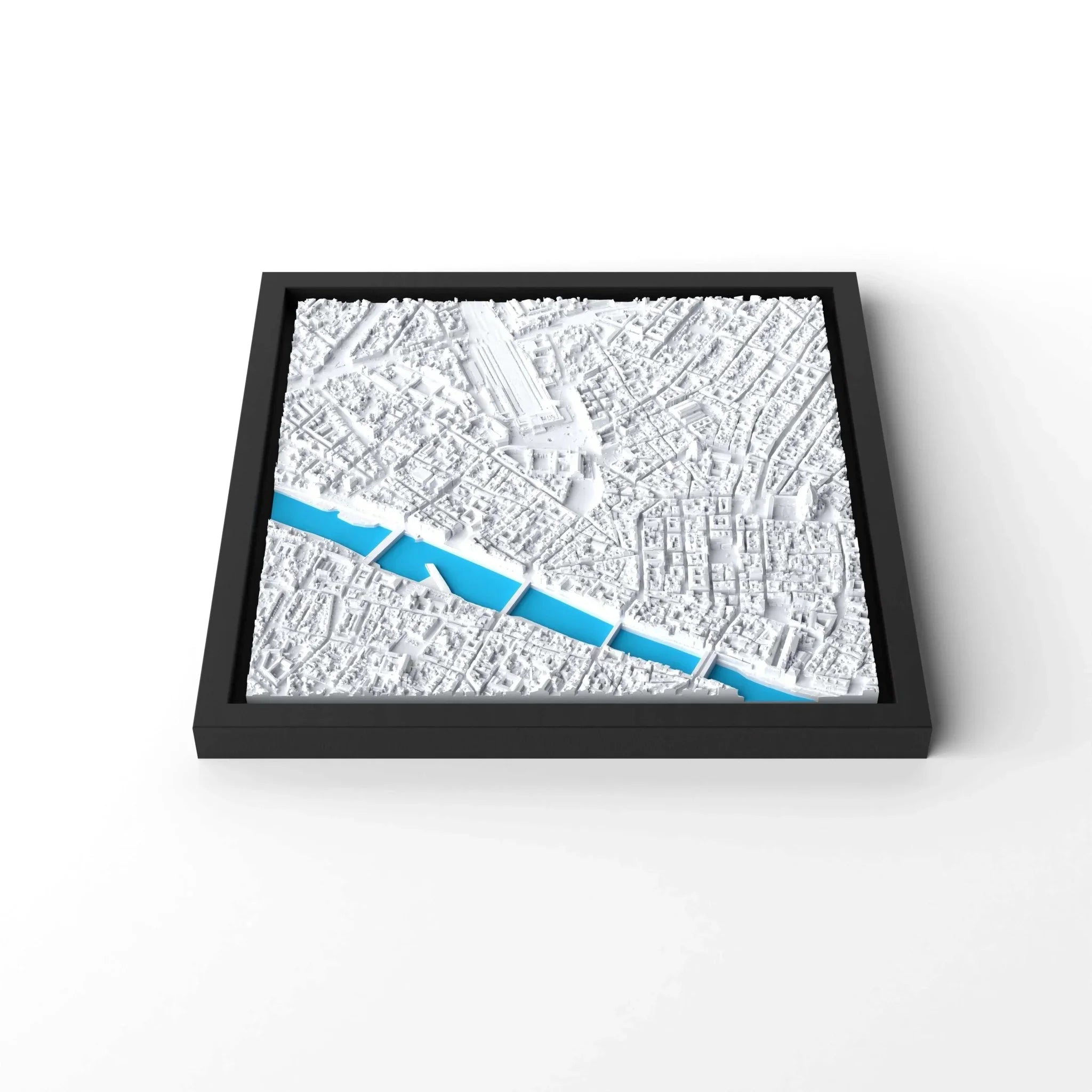 3D gedrucktes Stadtmodell Florenz eingerahmt für deine Wand - CraftedCity