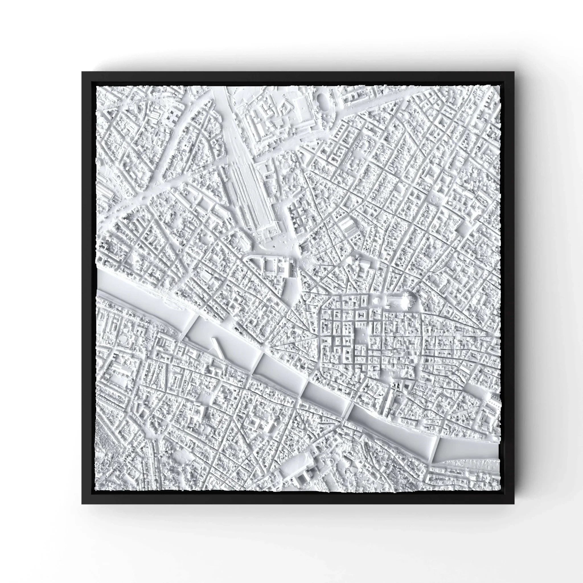 3D gedrucktes Stadtmodell Florenz eingerahmt für deine Wand - CraftedCity