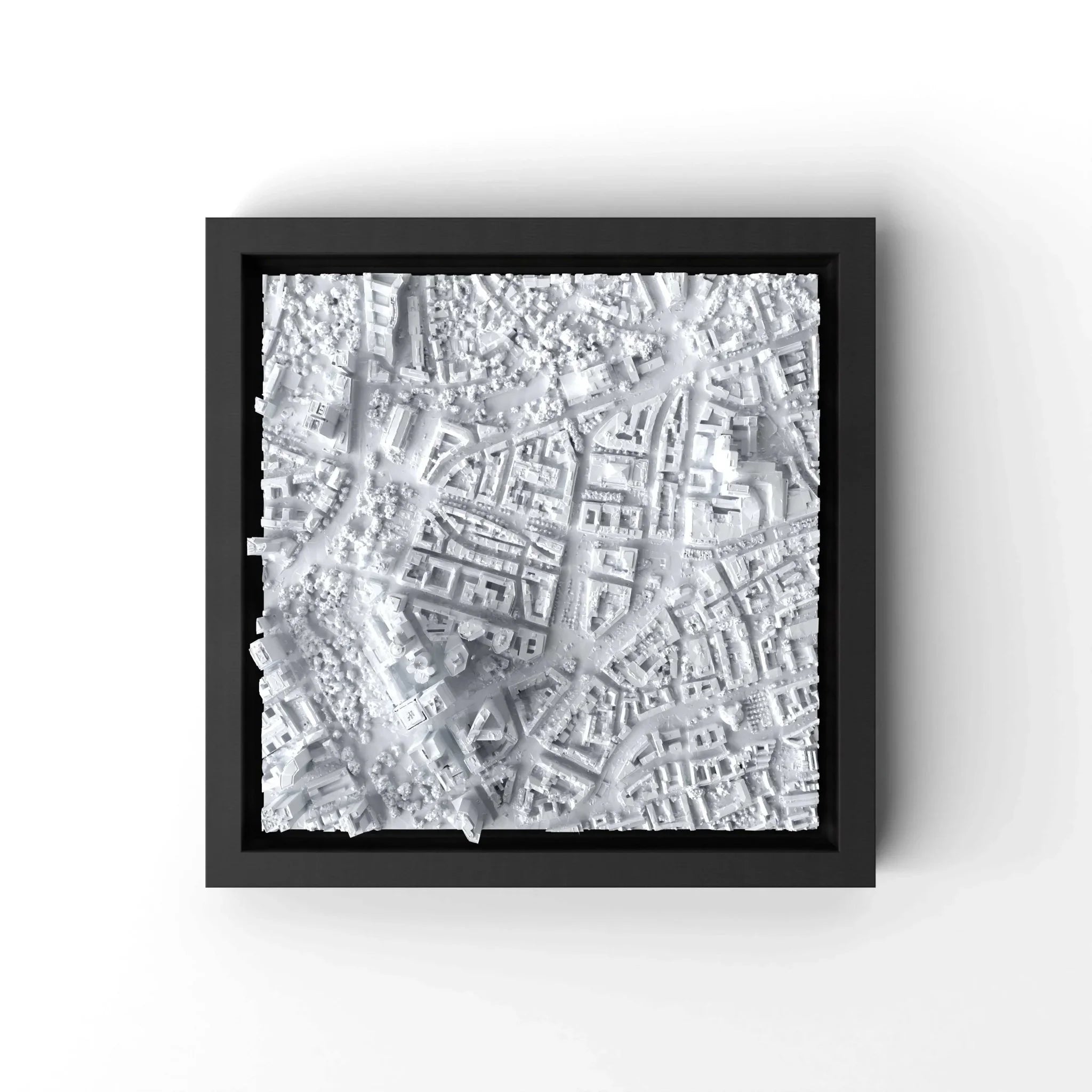 3D gedrucktes Stadtmodell Frankfurt eingerahmt für deine Wand - CraftedCity