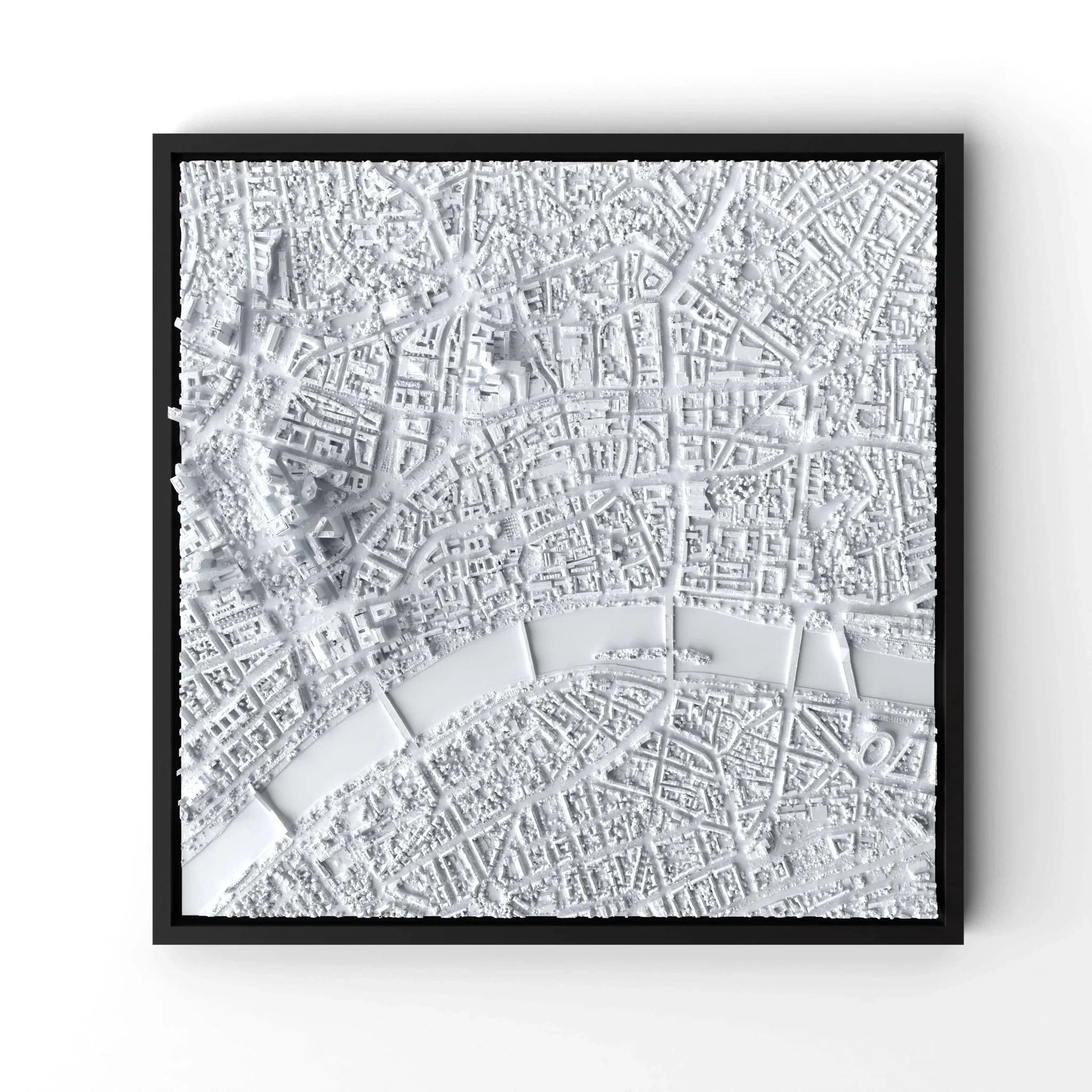 3D gedrucktes Stadtmodell Frankfurt eingerahmt für deine Wand - CraftedCity