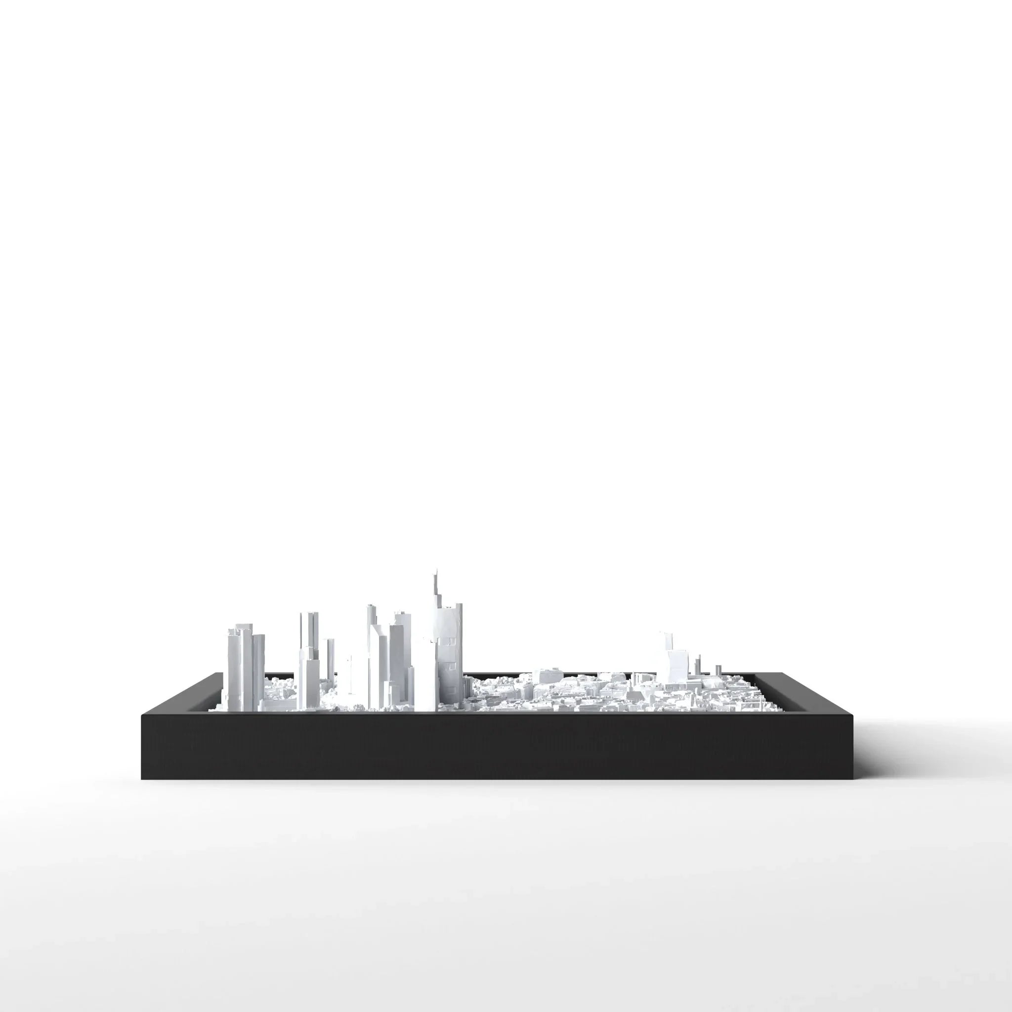 3D gedrucktes Stadtmodell Frankfurt eingerahmt für deine Wand - CraftedCity