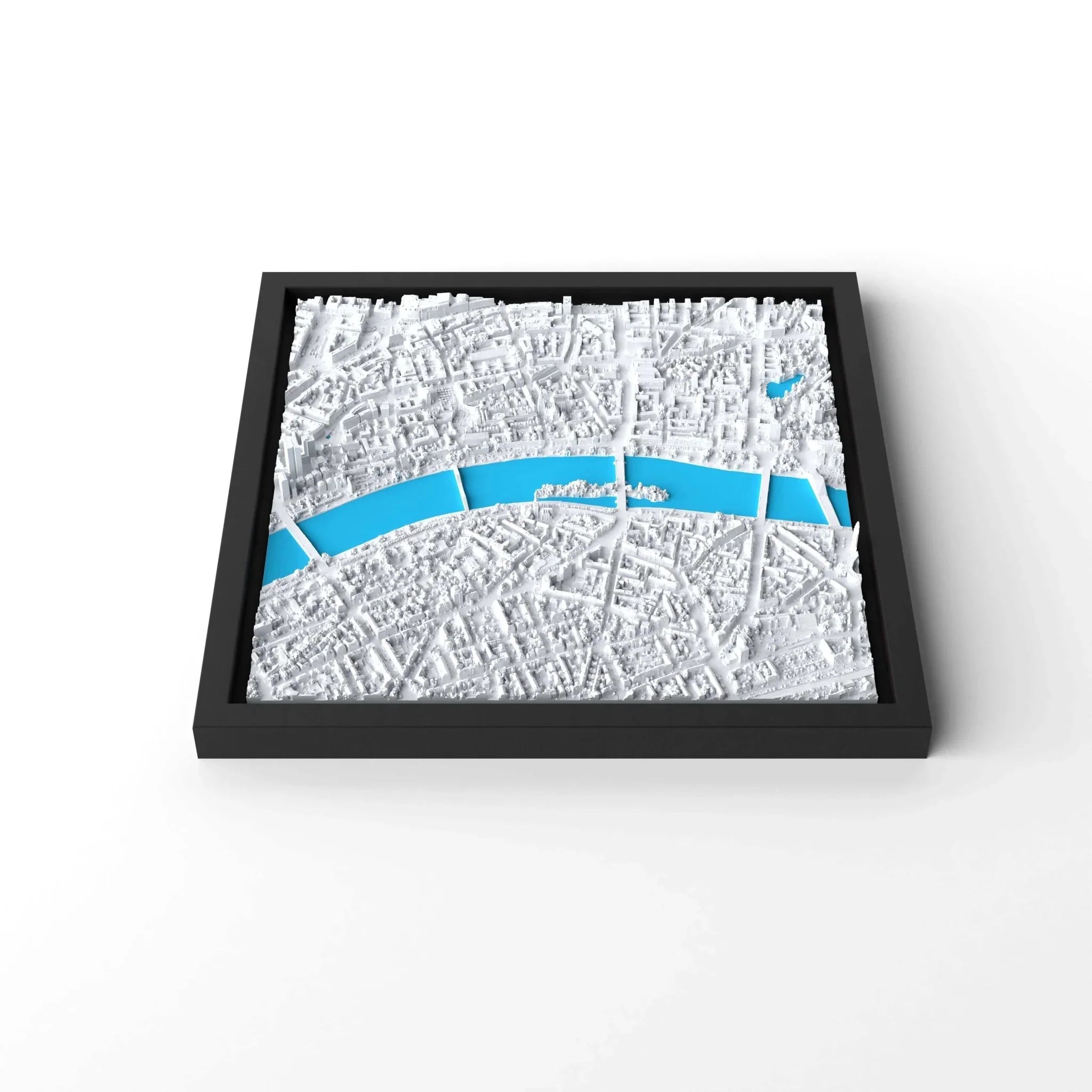 3D gedrucktes Stadtmodell Frankfurt eingerahmt für deine Wand - CraftedCity