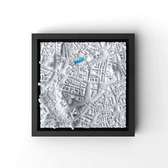3D gedrucktes Stadtmodell Frankfurt eingerahmt für deine Wand - CraftedCity
