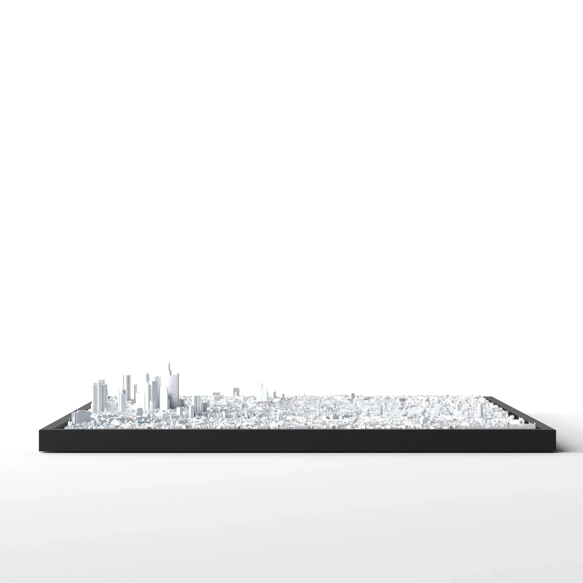 3D gedrucktes Stadtmodell Frankfurt eingerahmt für deine Wand - CraftedCity
