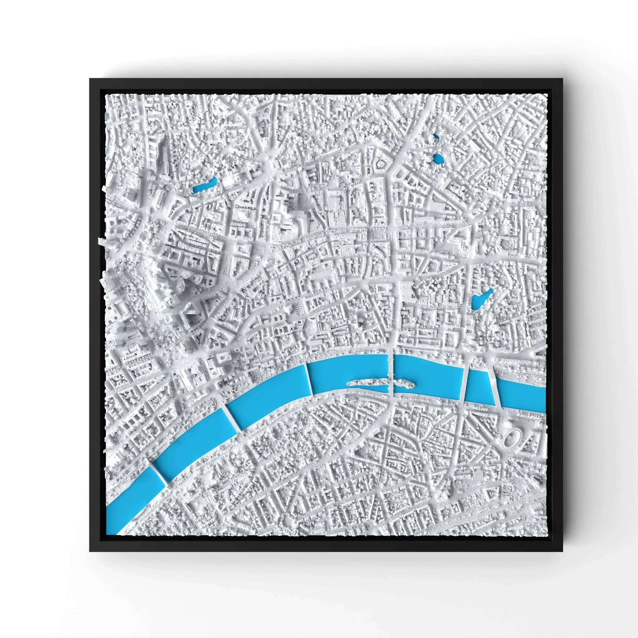 3D gedrucktes Stadtmodell Frankfurt eingerahmt für deine Wand - CraftedCity