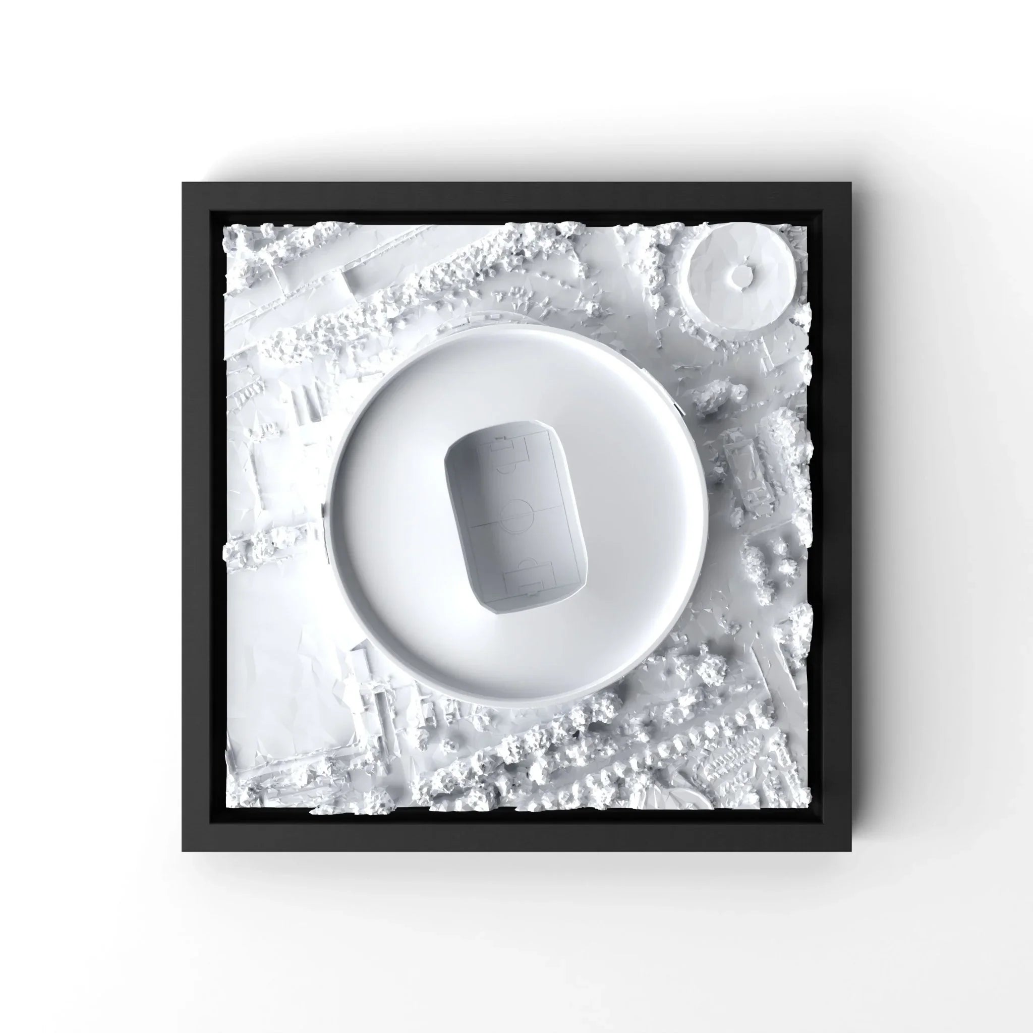 3D gedrucktes Stadtmodell Fußballstadion Leverkusen eingerahmt für deine Wand - CraftedCity