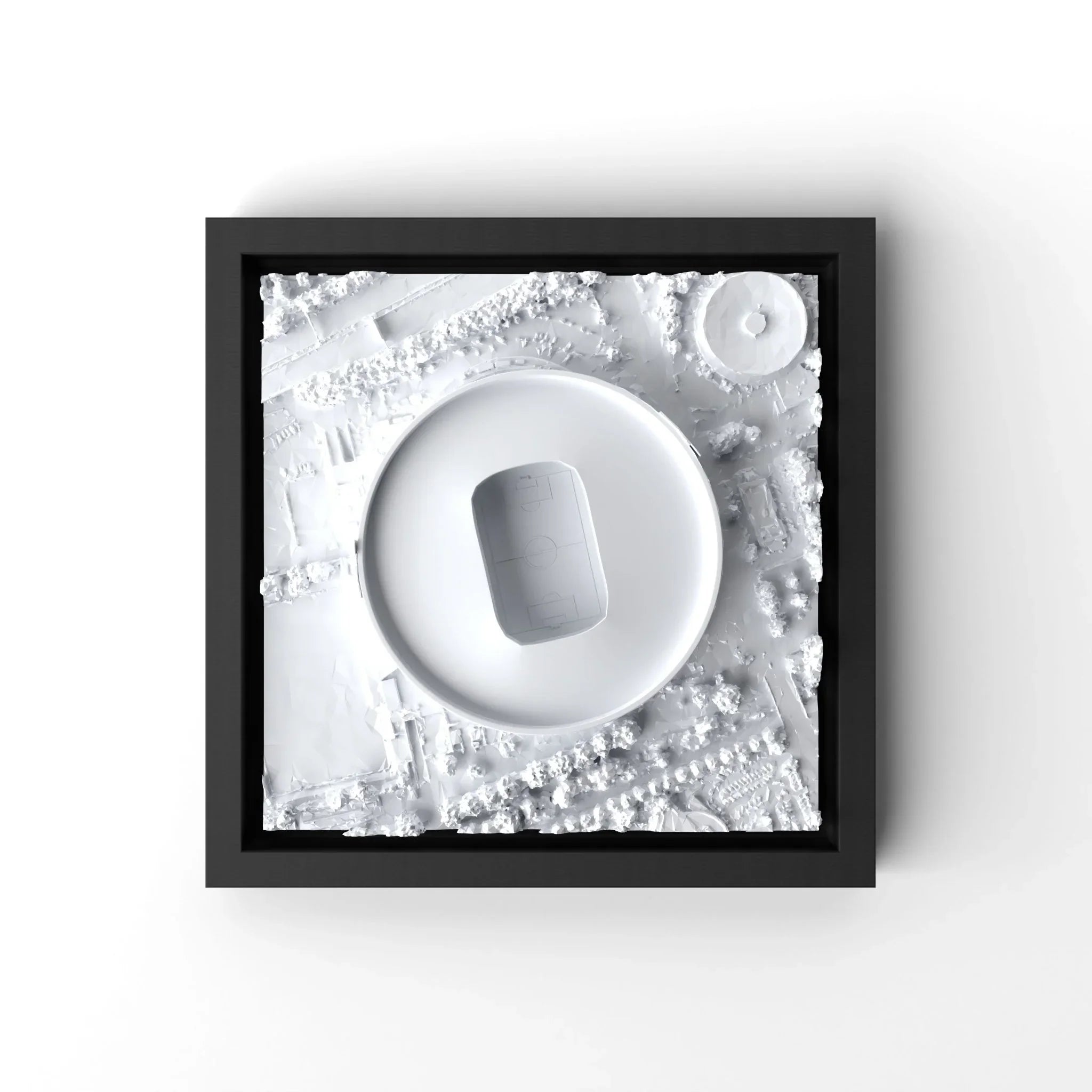 3D gedrucktes Stadtmodell Fußballstadion Leverkusen eingerahmt für deine Wand - CraftedCity