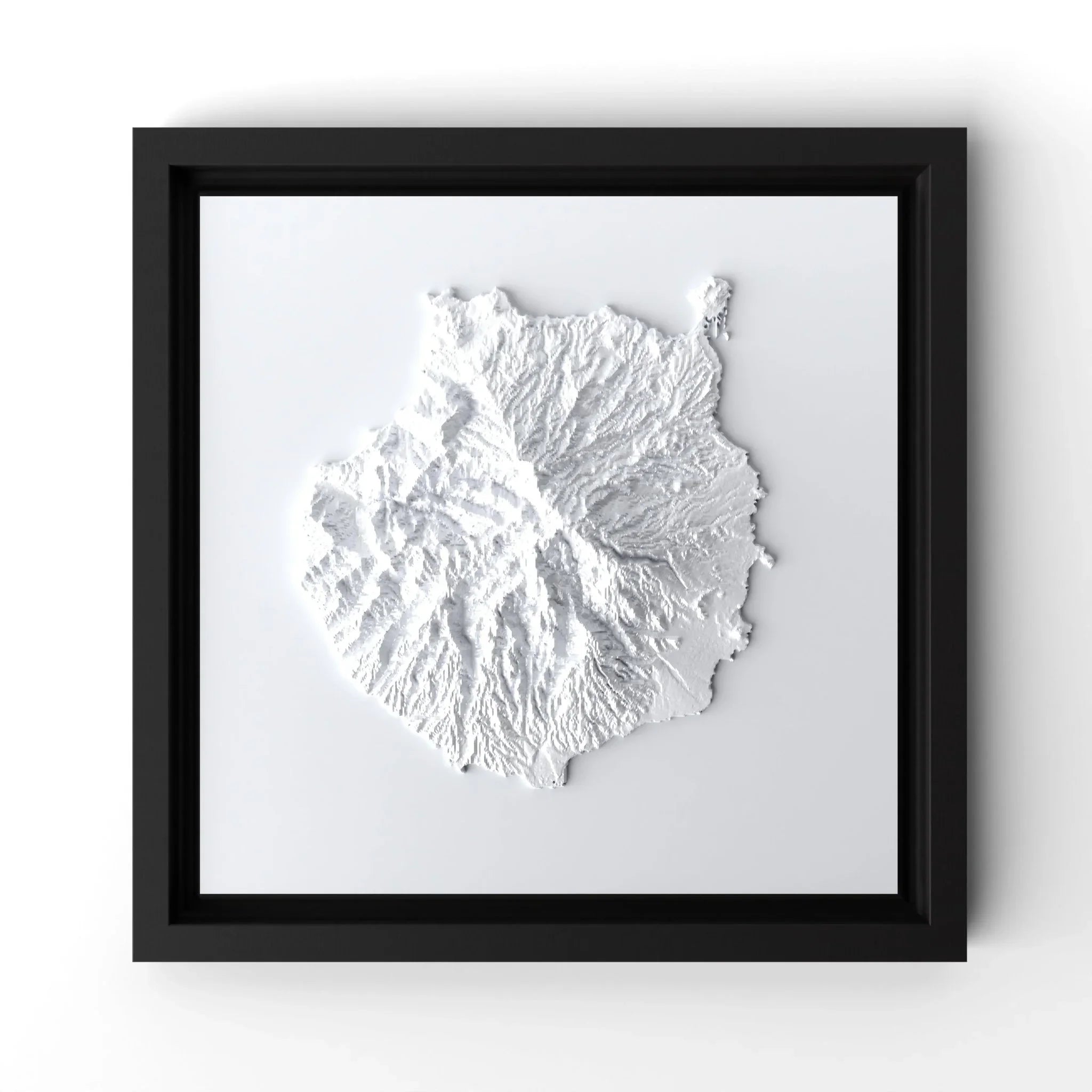 3D gedrucktes Stadtmodell Gran Canaria eingerahmt für deine Wand - CraftedCity