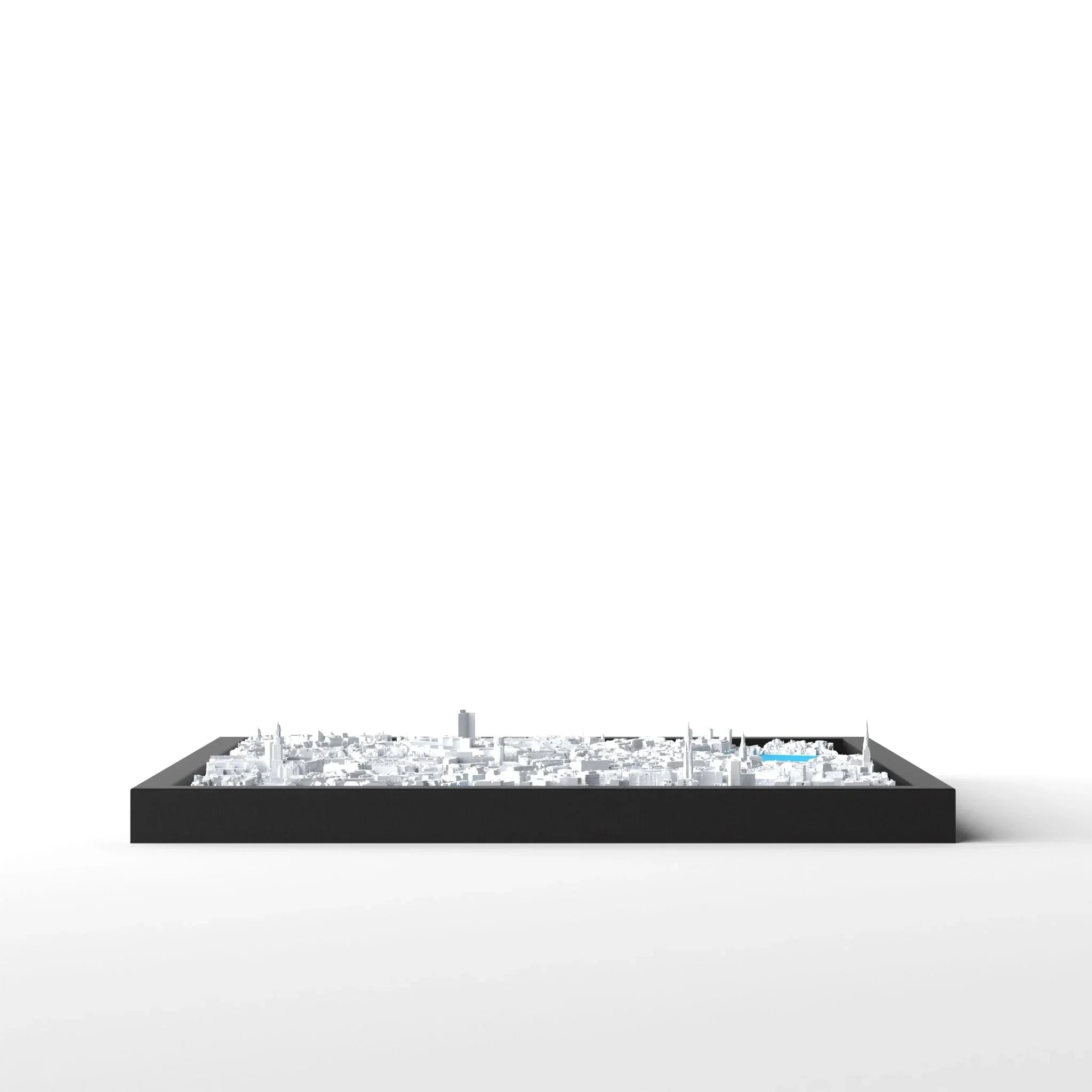 3D gedrucktes Stadtmodell Hamburg eingerahmt für deine Wand - CraftedCity