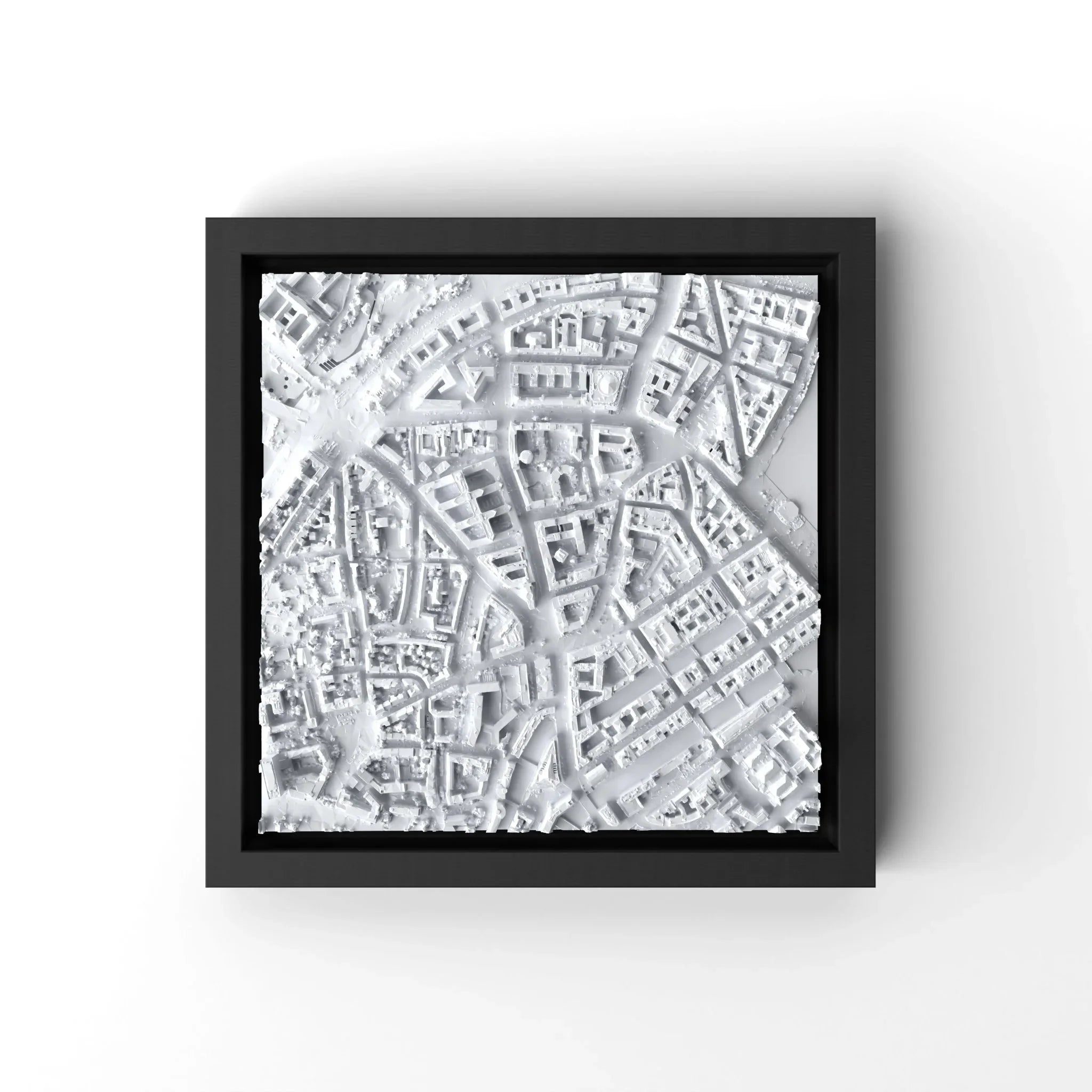 3D gedrucktes Stadtmodell Hamburg eingerahmt für deine Wand - CraftedCity