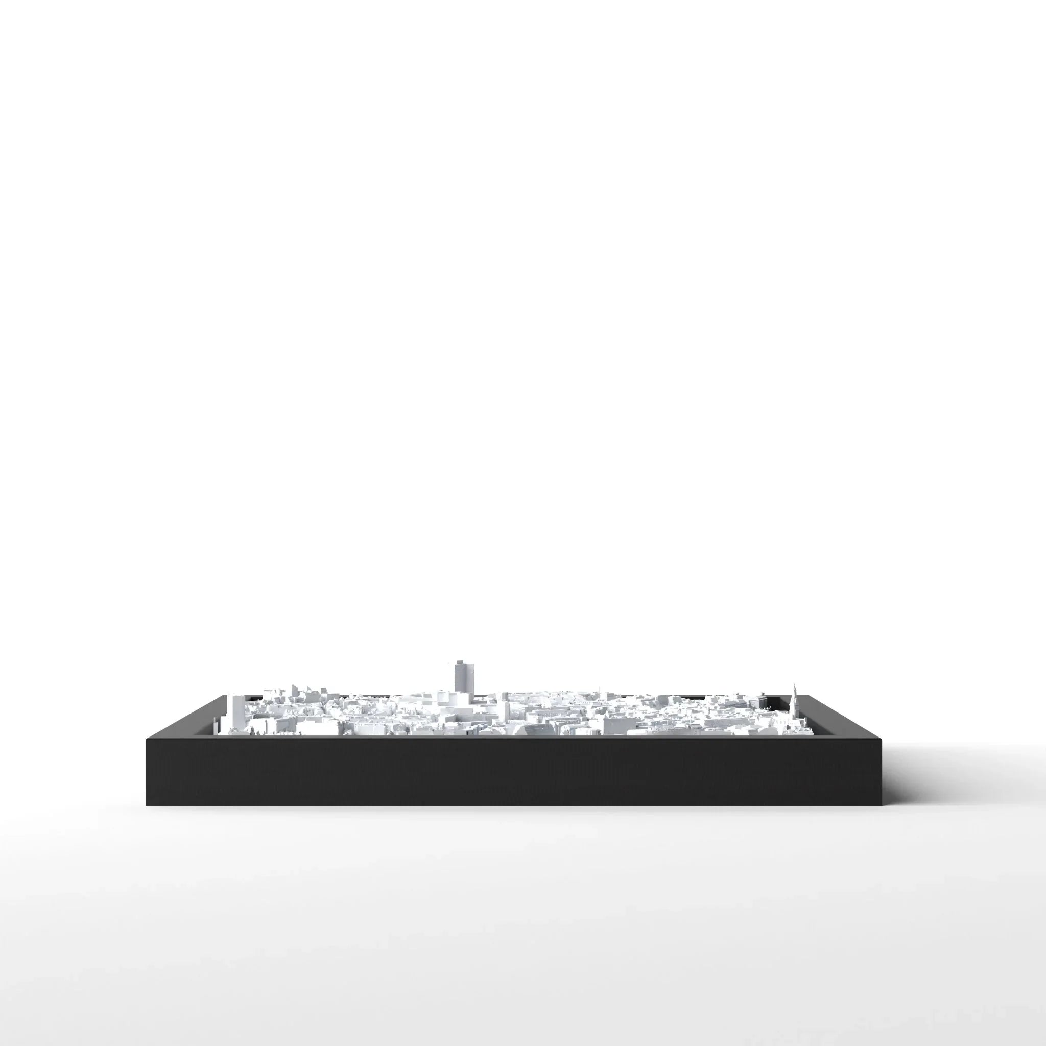 3D gedrucktes Stadtmodell Hamburg eingerahmt für deine Wand - CraftedCity