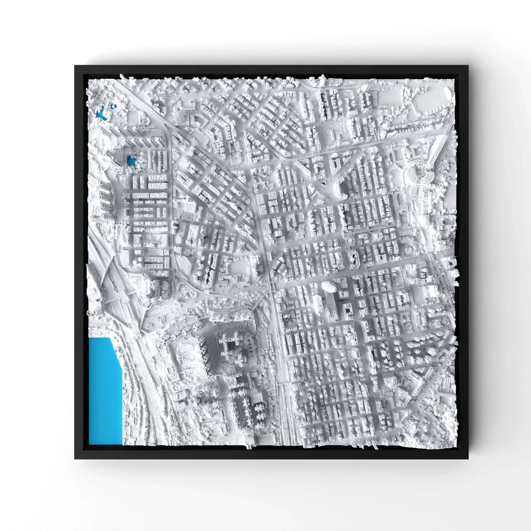 3D gedrucktes Stadtmodell Hongkong eingerahmt für deine Wand - CraftedCity
