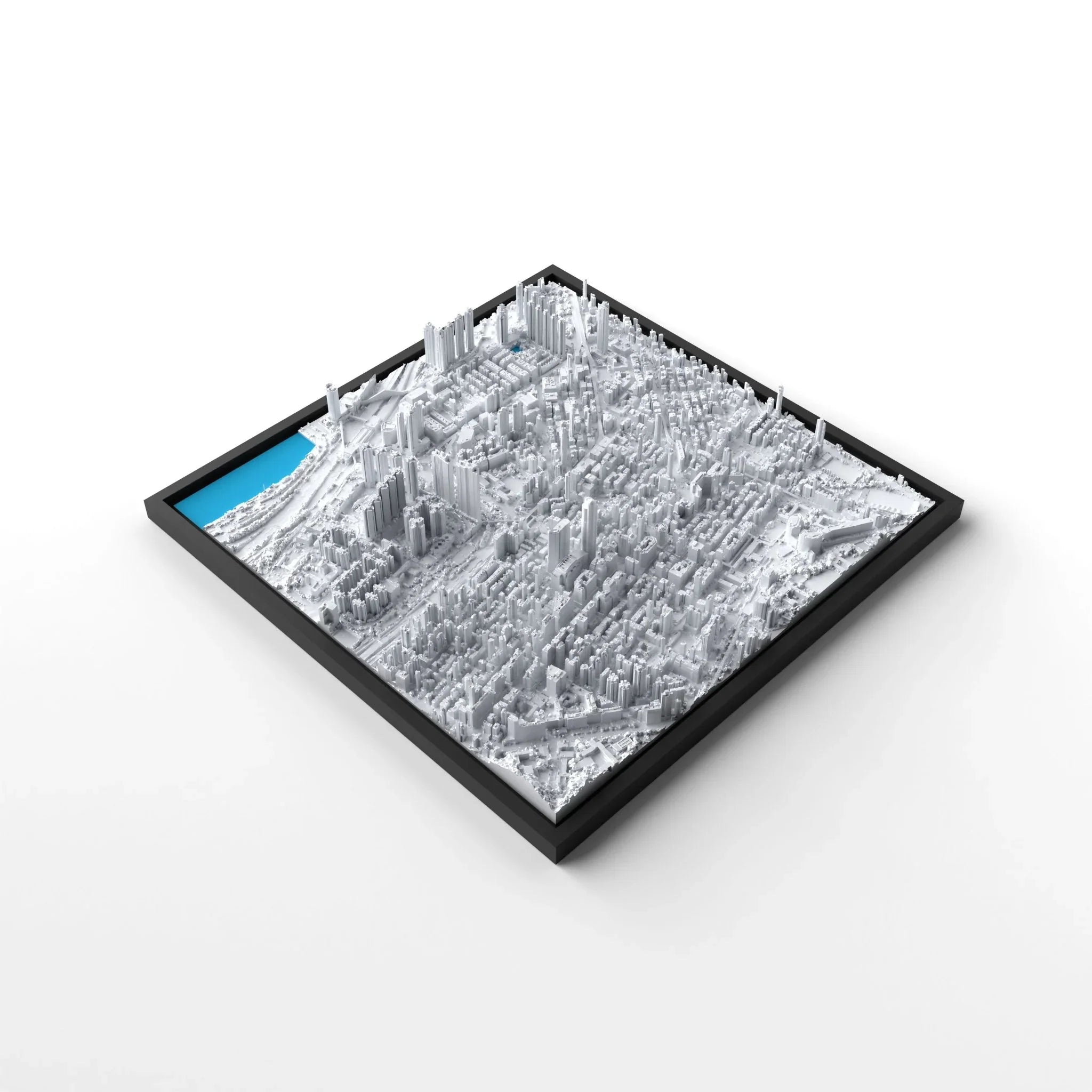 3D gedrucktes Stadtmodell Hongkong eingerahmt für deine Wand - CraftedCity
