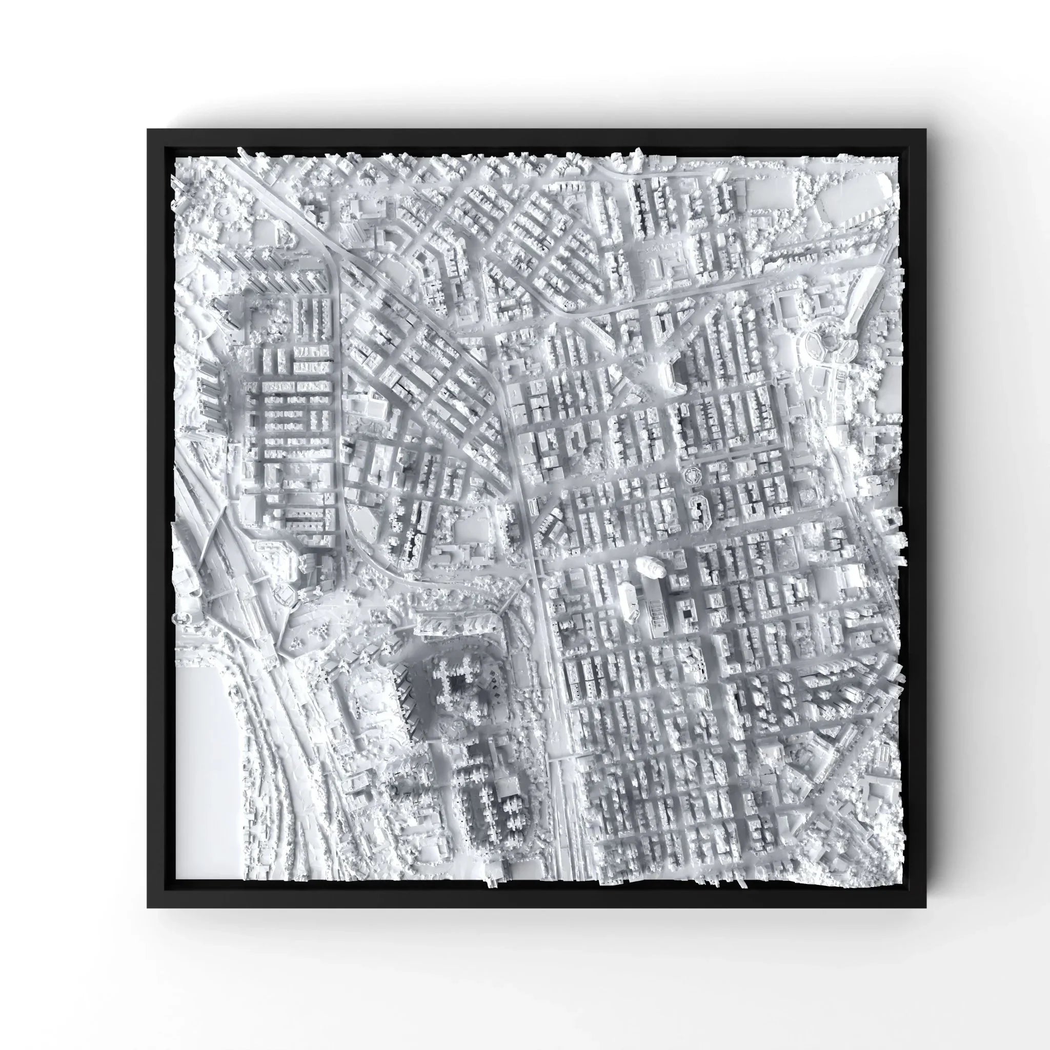 3D gedrucktes Stadtmodell Hongkong eingerahmt für deine Wand - CraftedCity