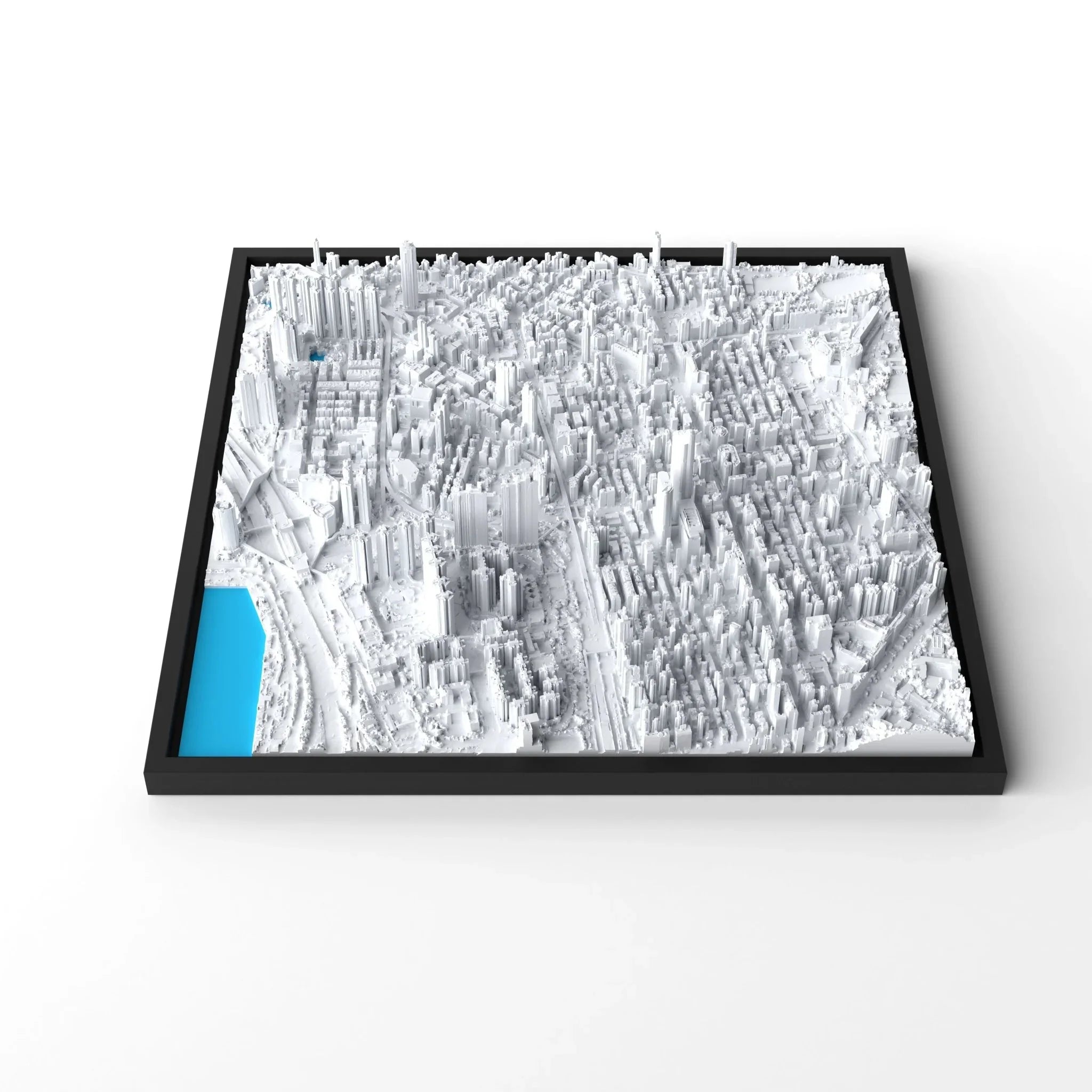 3D gedrucktes Stadtmodell Hongkong eingerahmt für deine Wand - CraftedCity