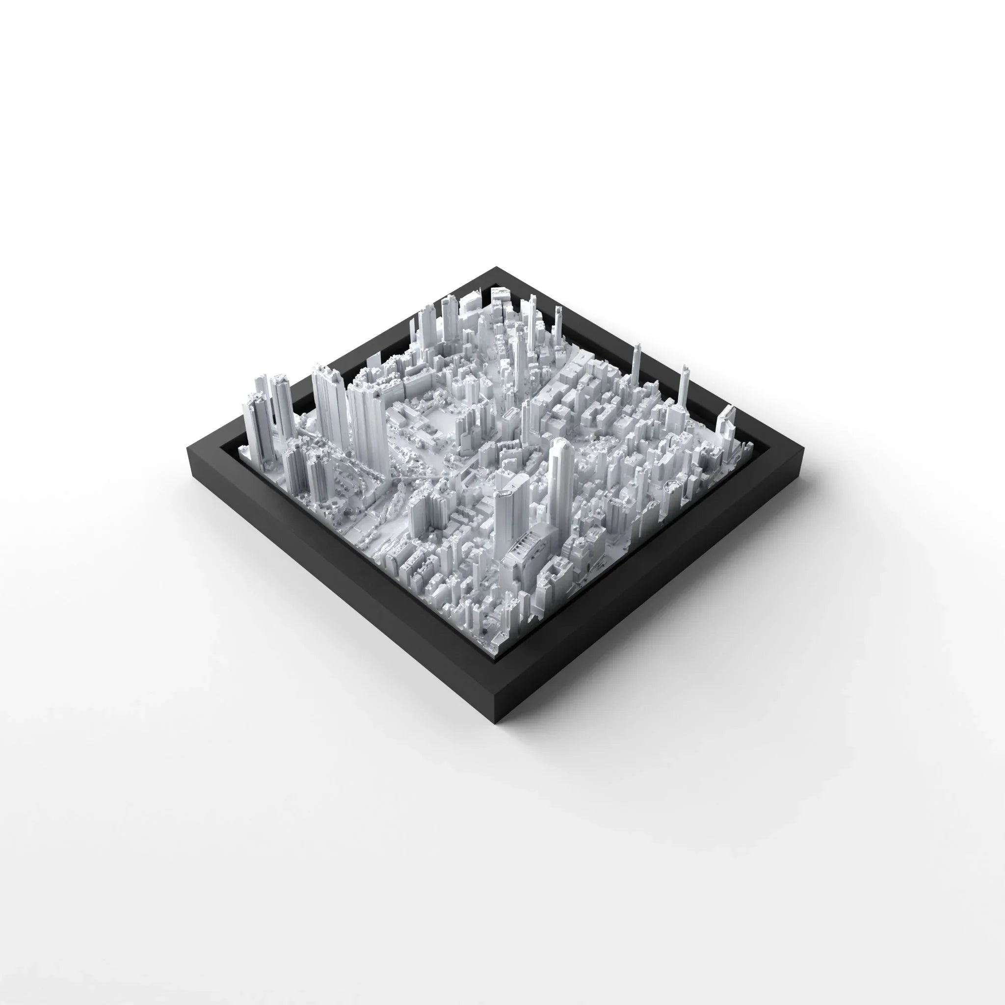 3D gedrucktes Stadtmodell Hongkong eingerahmt für deine Wand - CraftedCity
