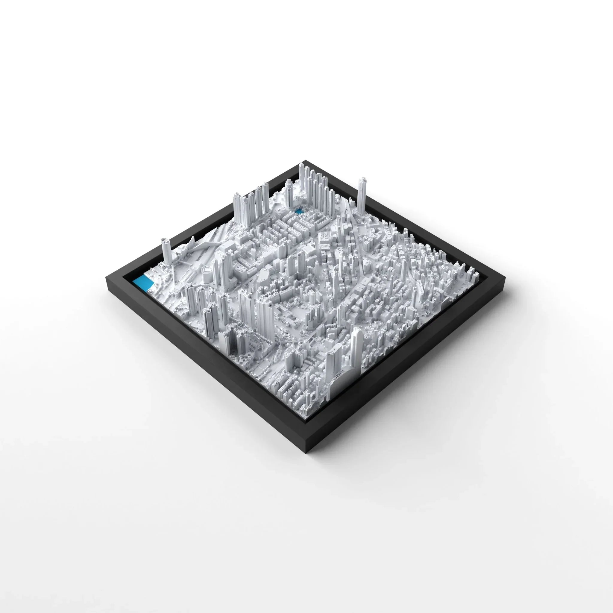 3D gedrucktes Stadtmodell Hongkong eingerahmt für deine Wand - CraftedCity