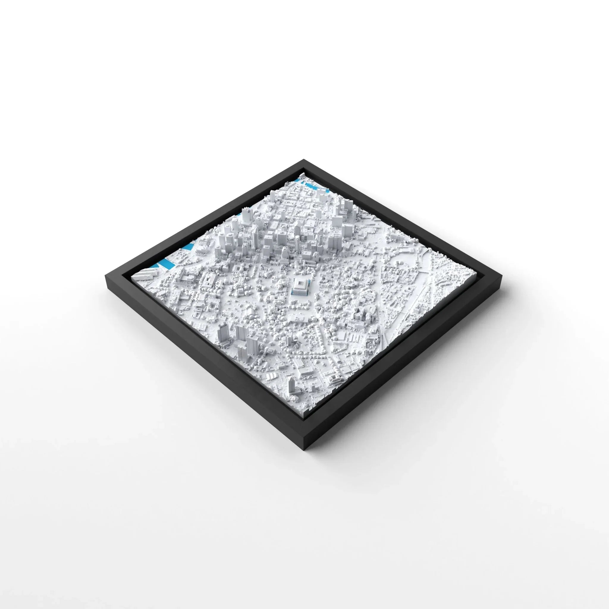 3D gedrucktes Stadtmodell Honolulu eingerahmt für deine Wand - CraftedCity