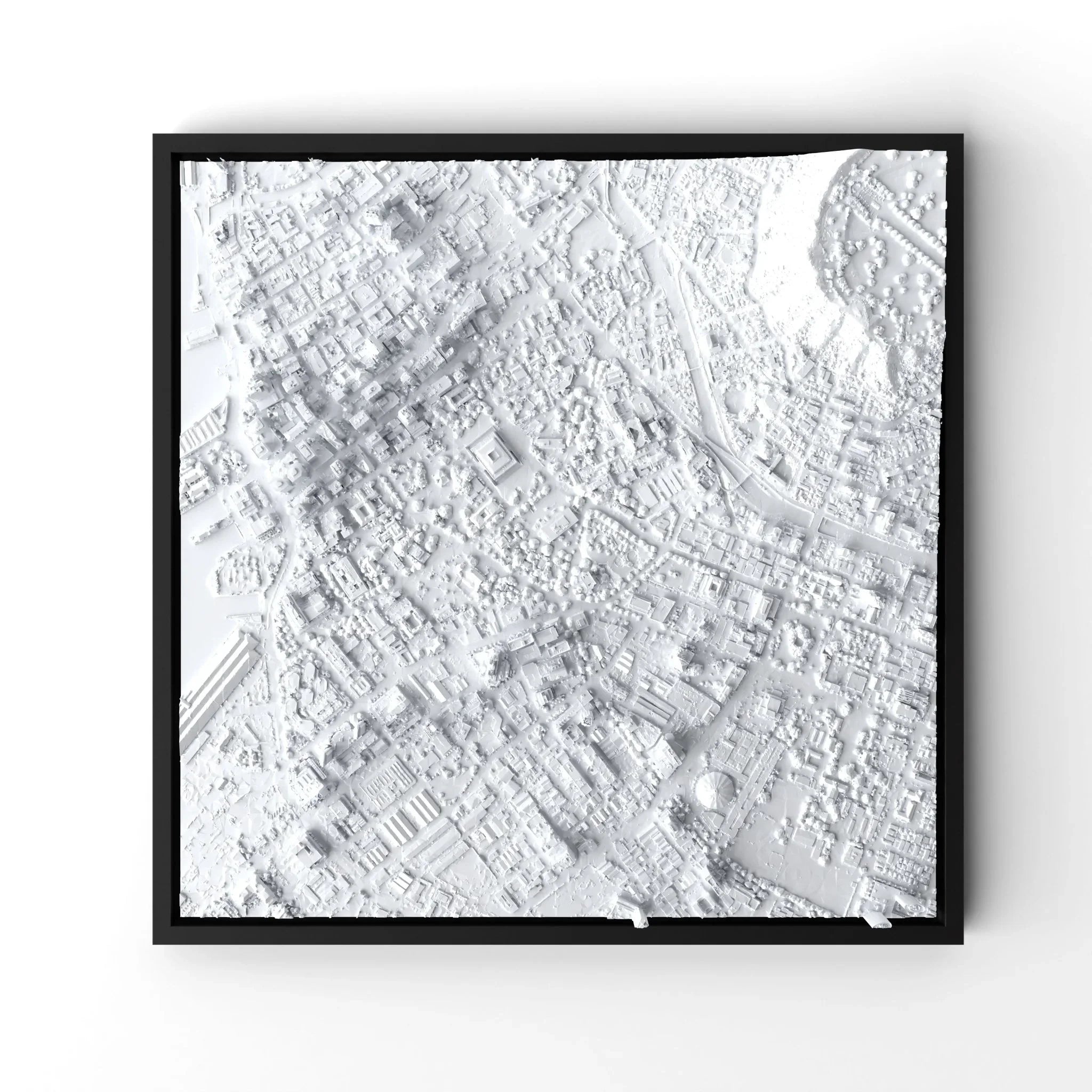 3D gedrucktes Stadtmodell Honolulu eingerahmt für deine Wand - CraftedCity