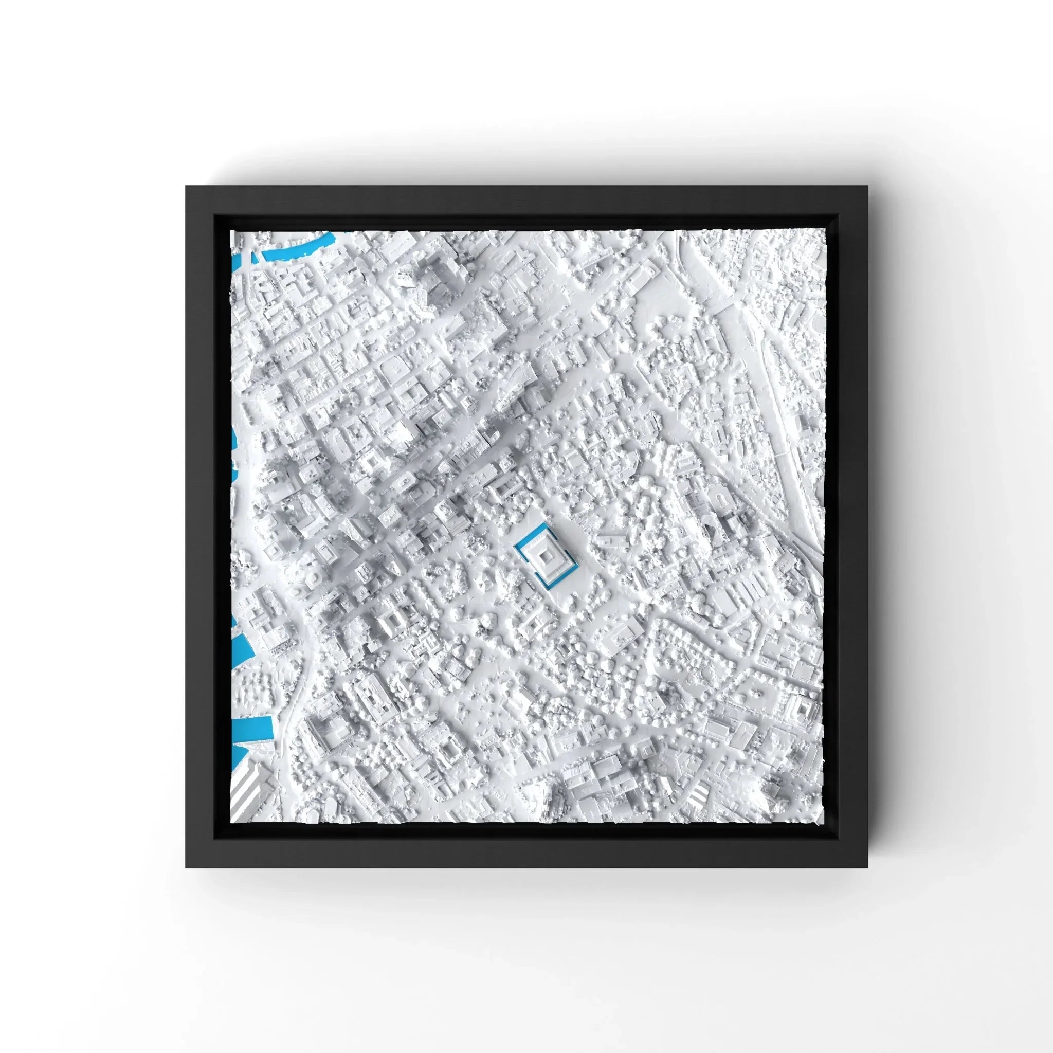 3D gedrucktes Stadtmodell Honolulu eingerahmt für deine Wand - CraftedCity