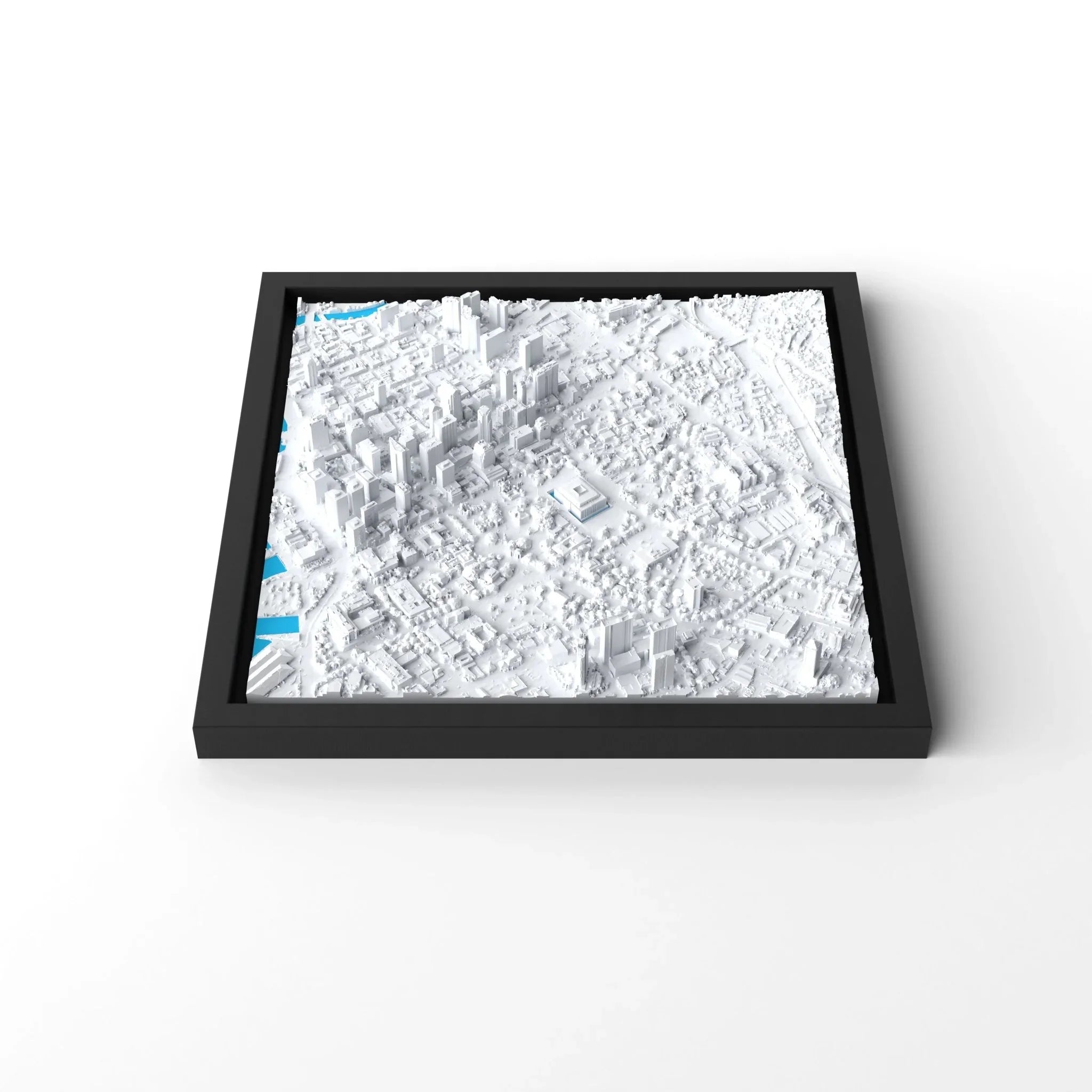 3D gedrucktes Stadtmodell Honolulu eingerahmt für deine Wand - CraftedCity