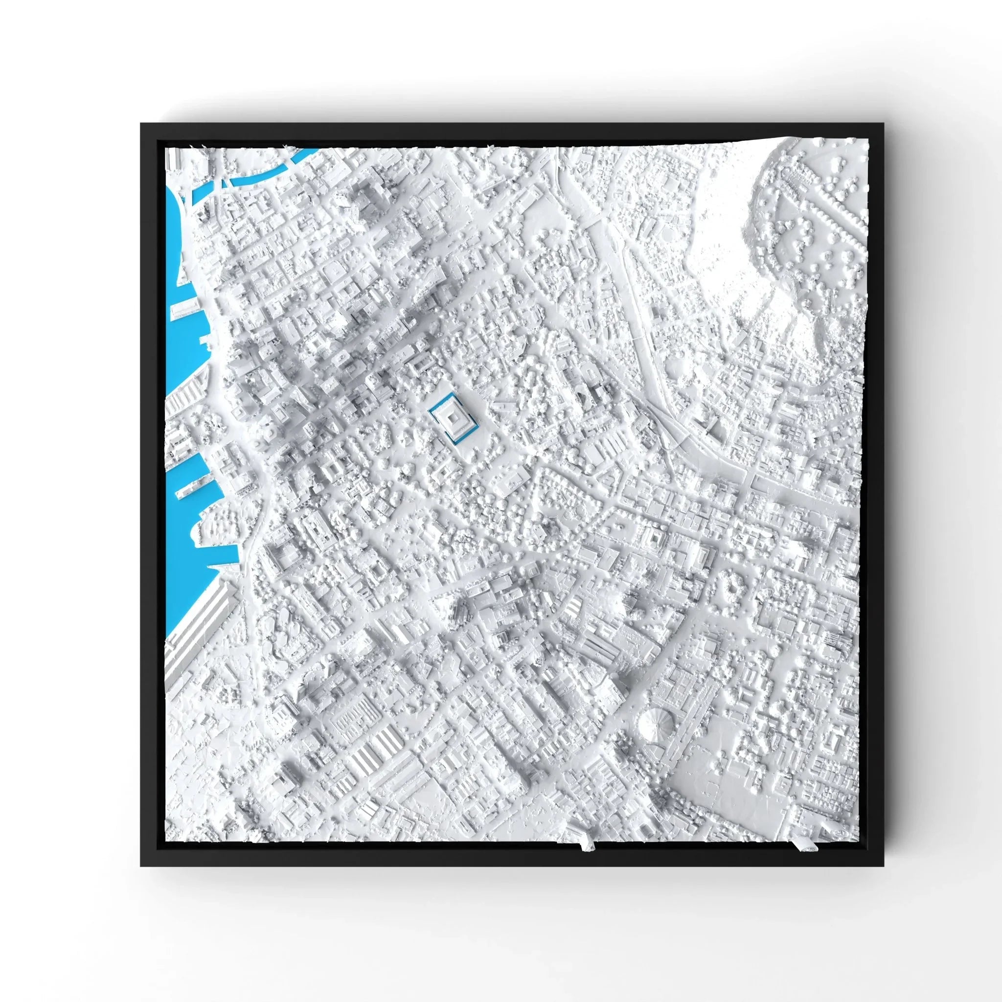 3D gedrucktes Stadtmodell Honolulu eingerahmt für deine Wand - CraftedCity