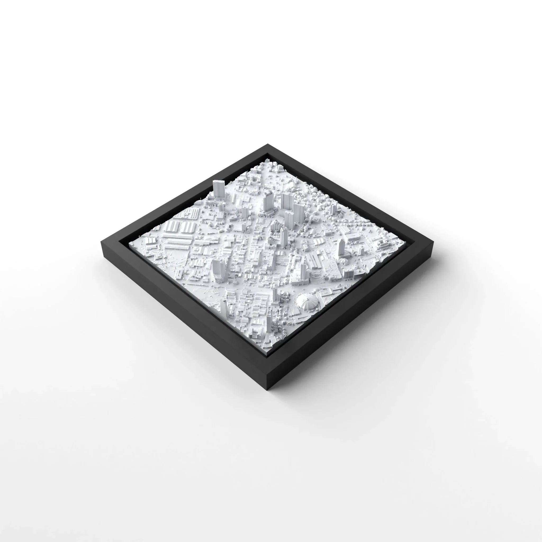 3D gedrucktes Stadtmodell Honolulu eingerahmt für deine Wand - CraftedCity